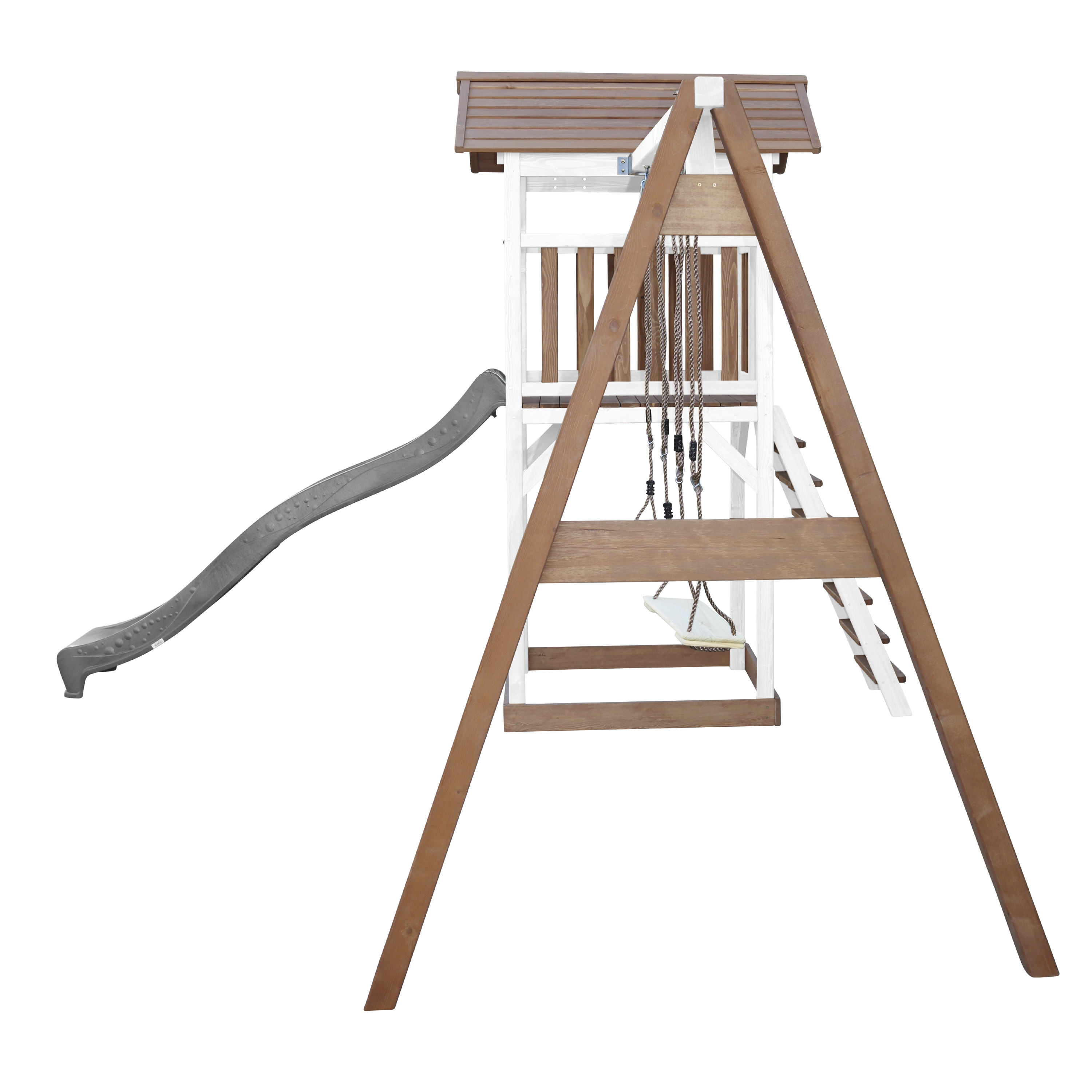 AXI Beach Tower with Double Swing Set Brown/White - Grey Slide