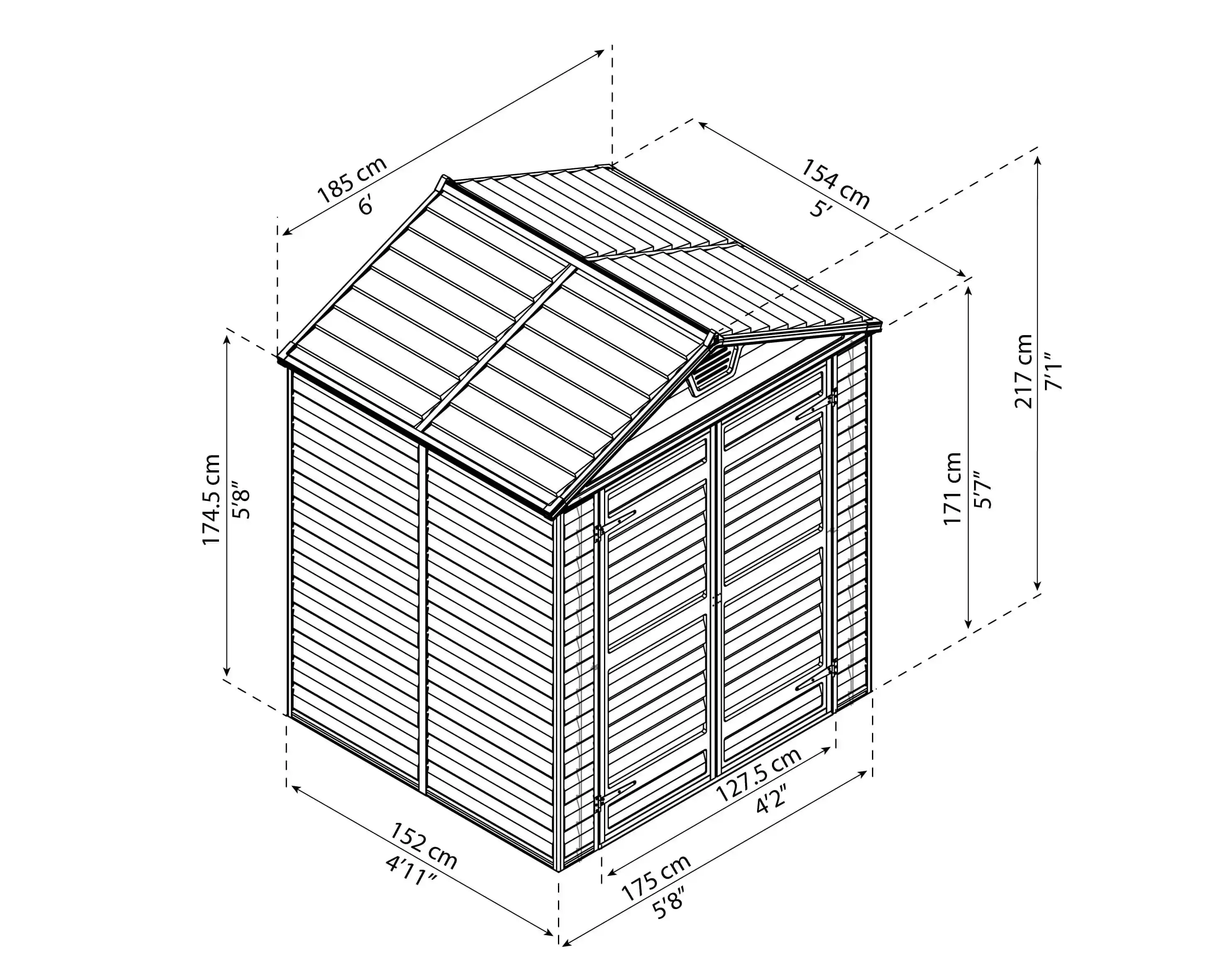 Canopia Skylight 154X185X217 cm Openlucht schuur voor tuin Amber-7290103123499 Canopia Skylight 154X185X217 cm Openlucht schuur voor tuin Amber