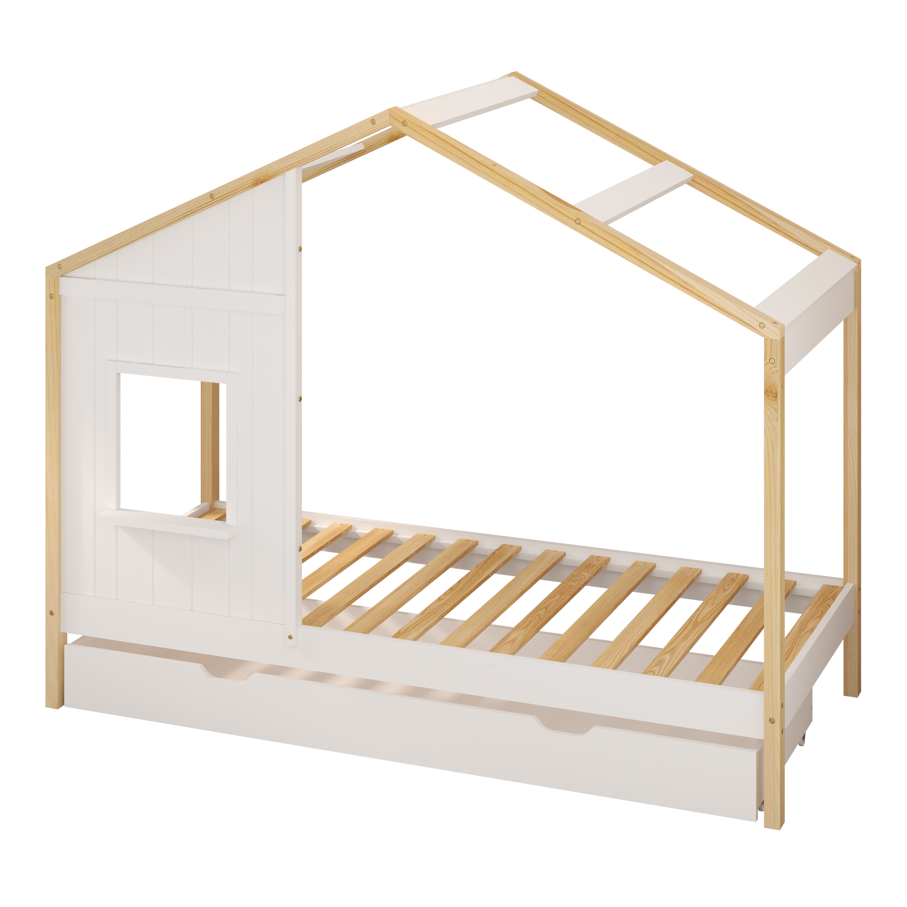 Sunny Beau House Bed with Storage Drawer Brown/White – Without Mattress