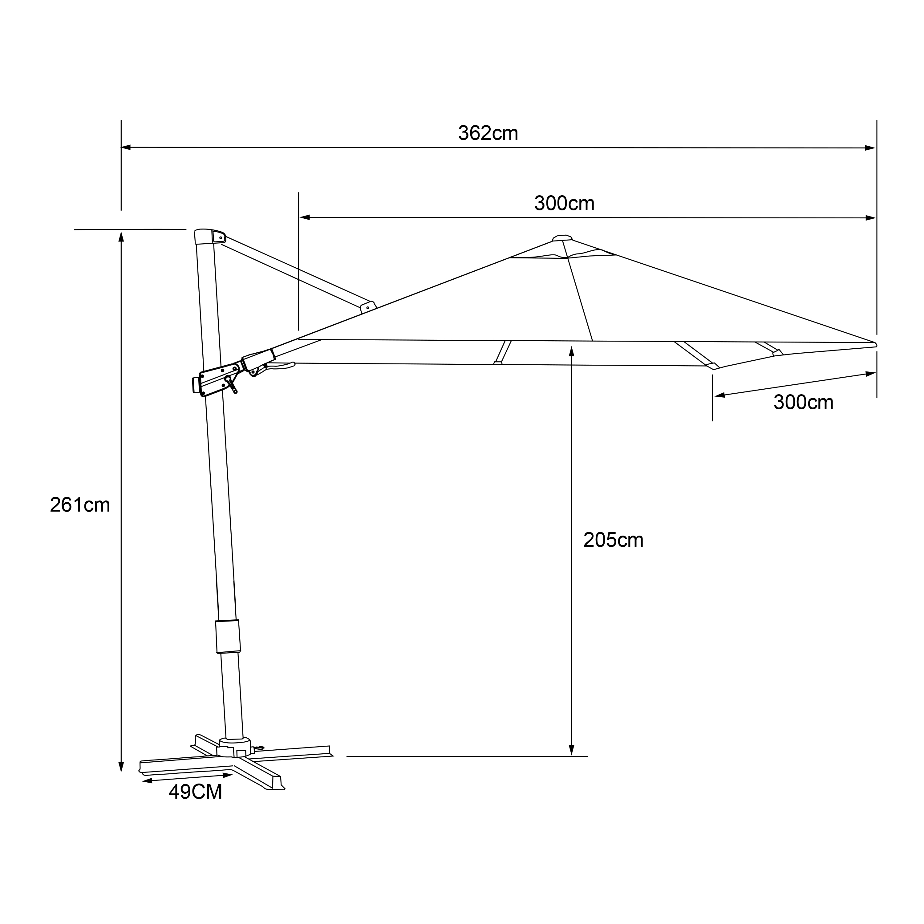 AXI Apollo Premium Ampelschirm 300x300cm Weiß/Grau