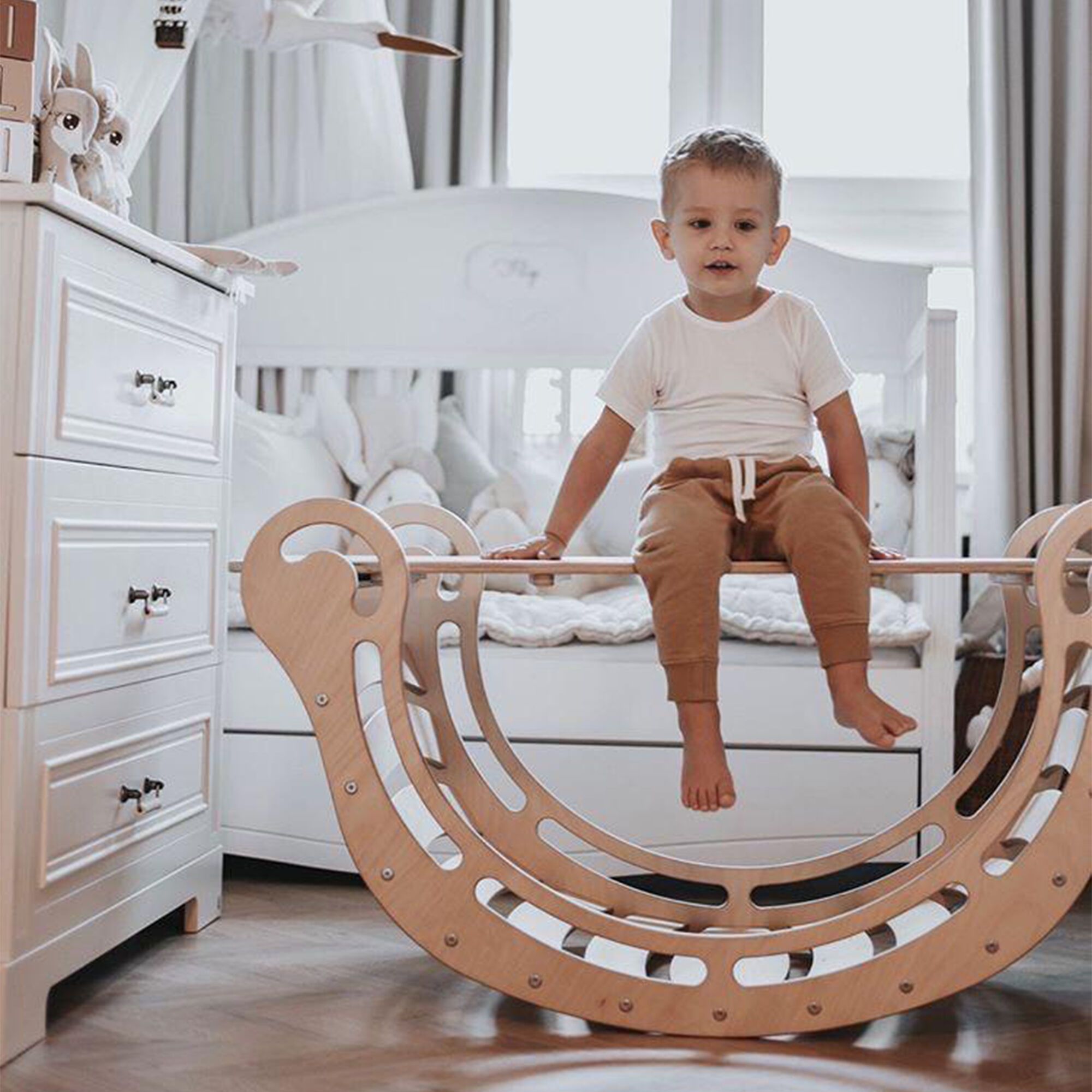 Wooden XXL Climbing Wall with Slide Natural-4751038480123 Wooden XXL Climbing Wall with Slide Natural