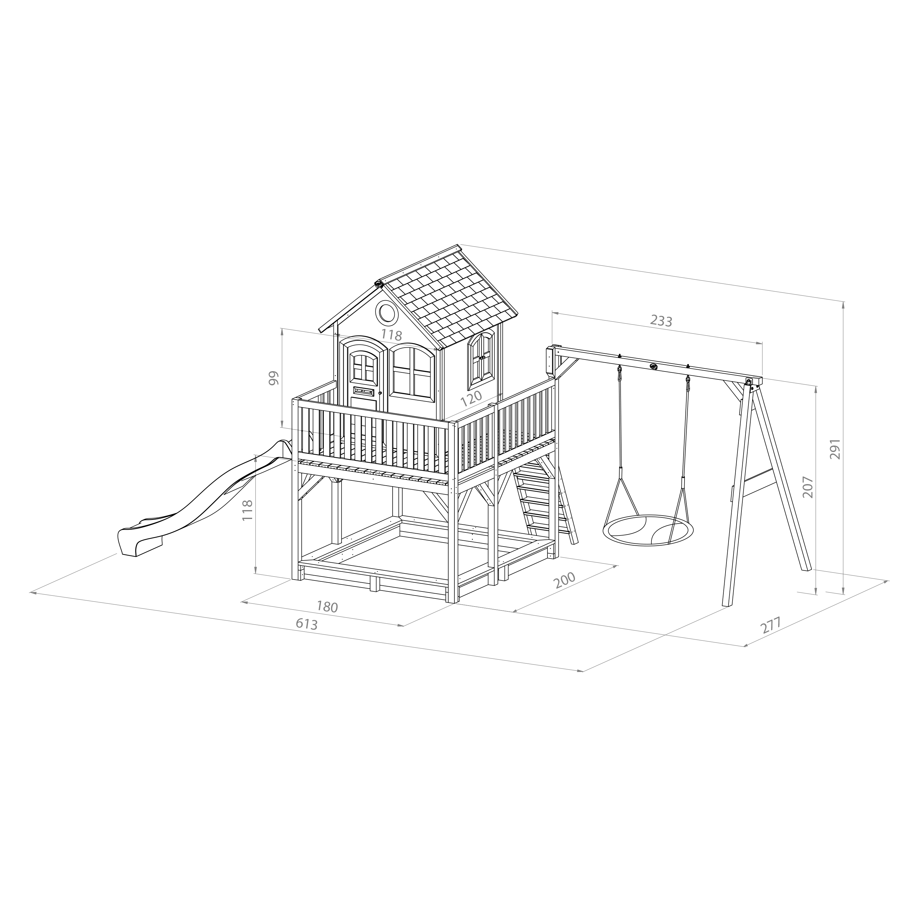 AXI Liam Playhouse with Summer Nest Swing Set Brown/White - White Slide