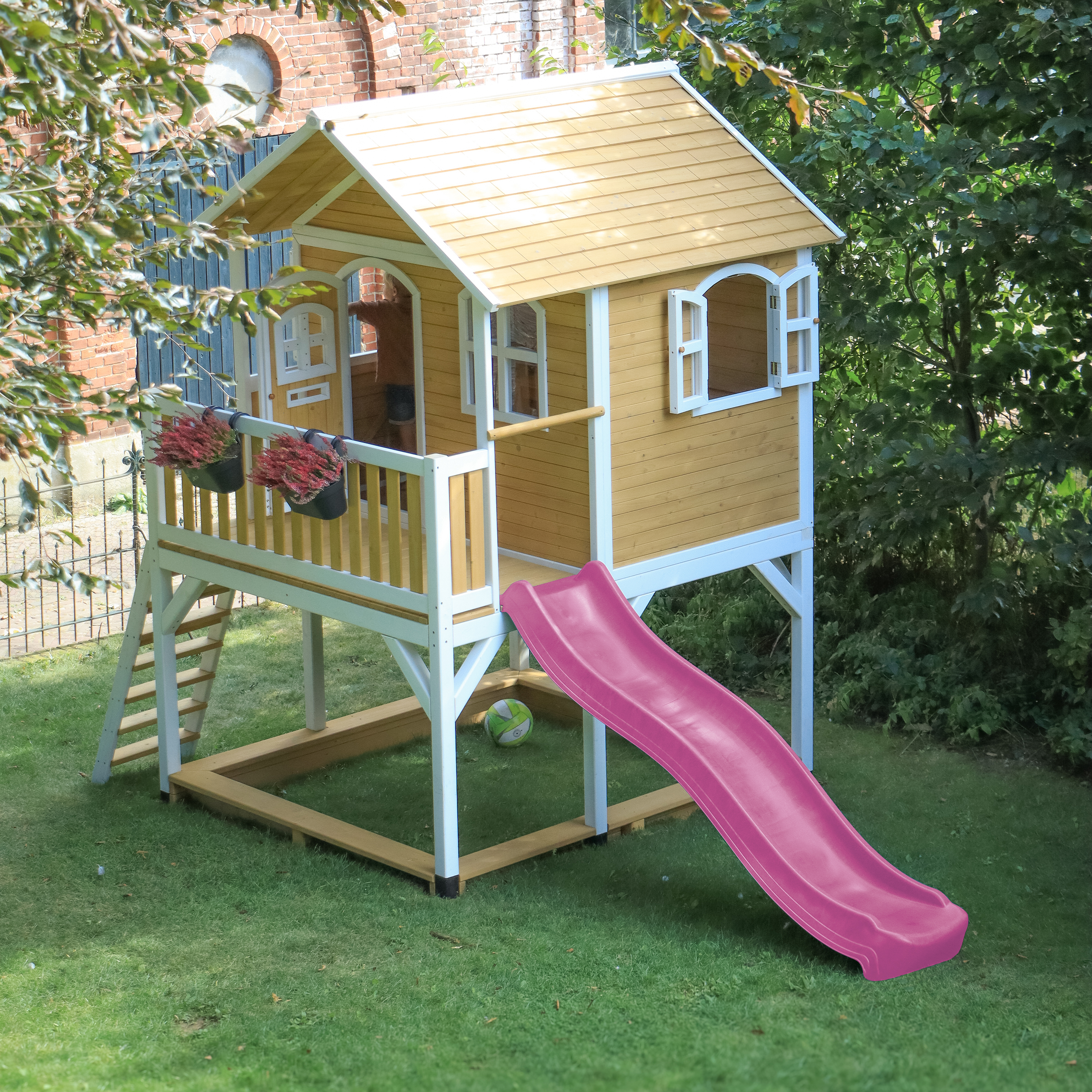 AXI Marc Speelhuis Bruin/wit - Paarse glijbaan