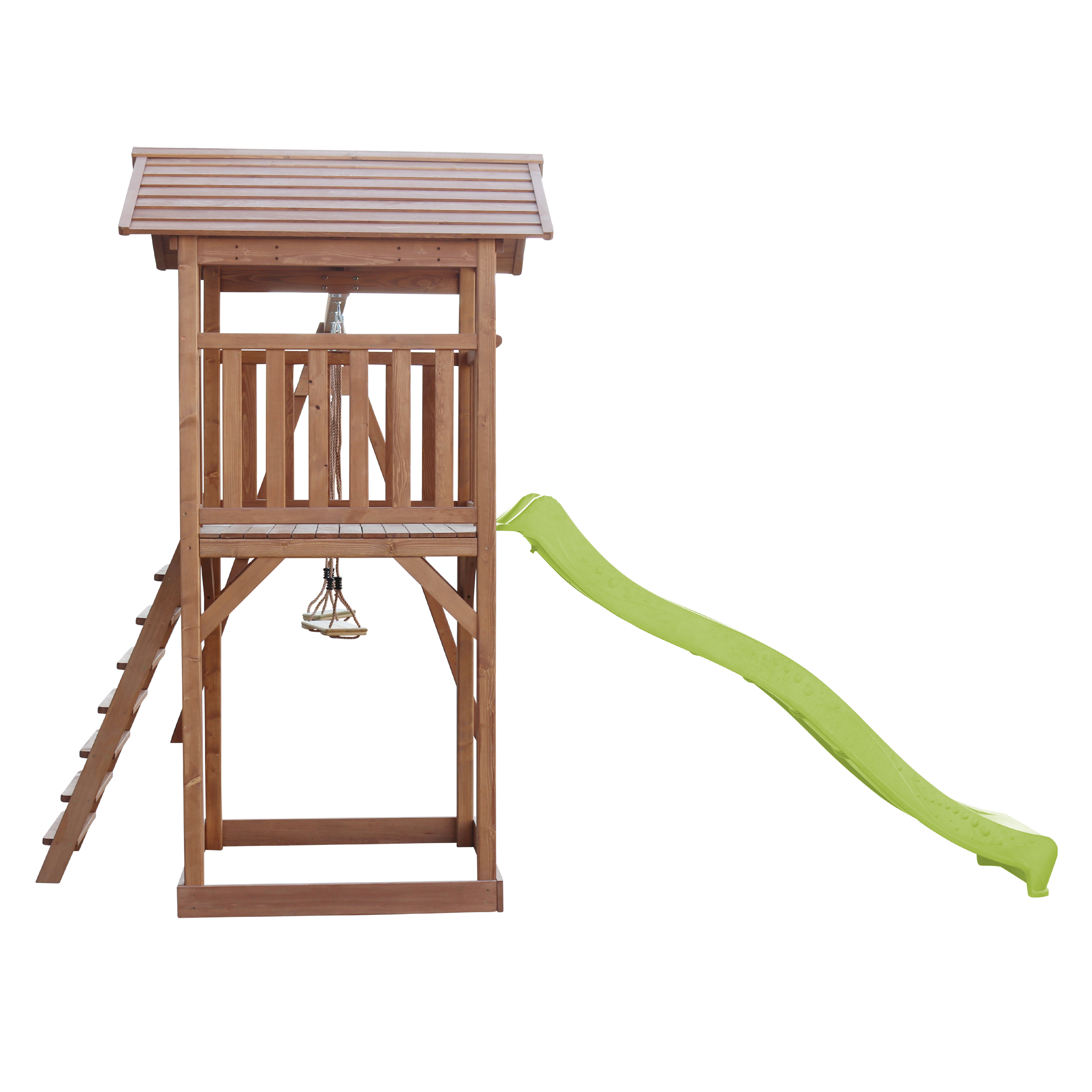 AXI Beach Tower with Double Swing Set Brown - Lime Green Slide