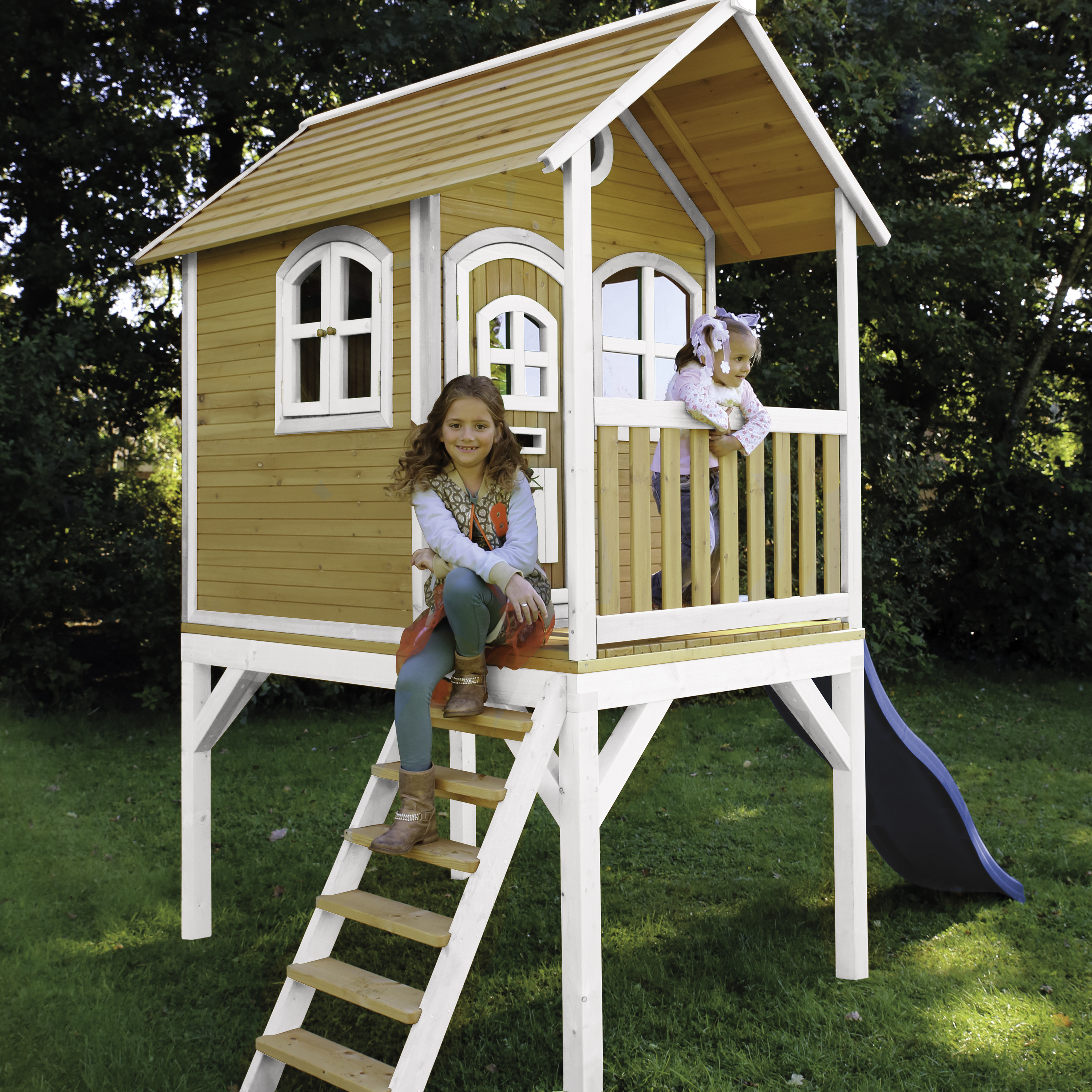 AXI Laura Playhouse Brown/White - Blue Slide