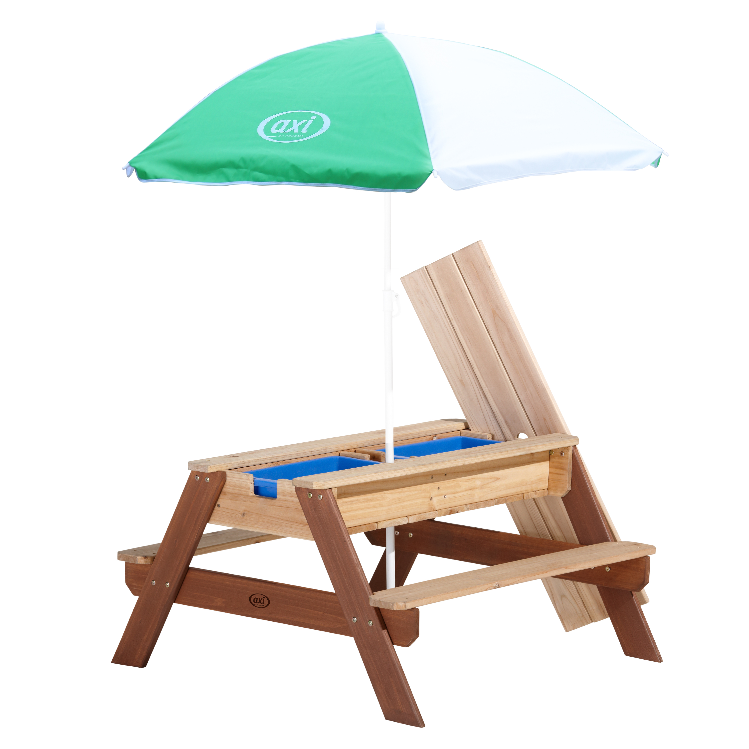 AXI Nick Sand & Water Picnic Table Brown with Umbrella Green/White