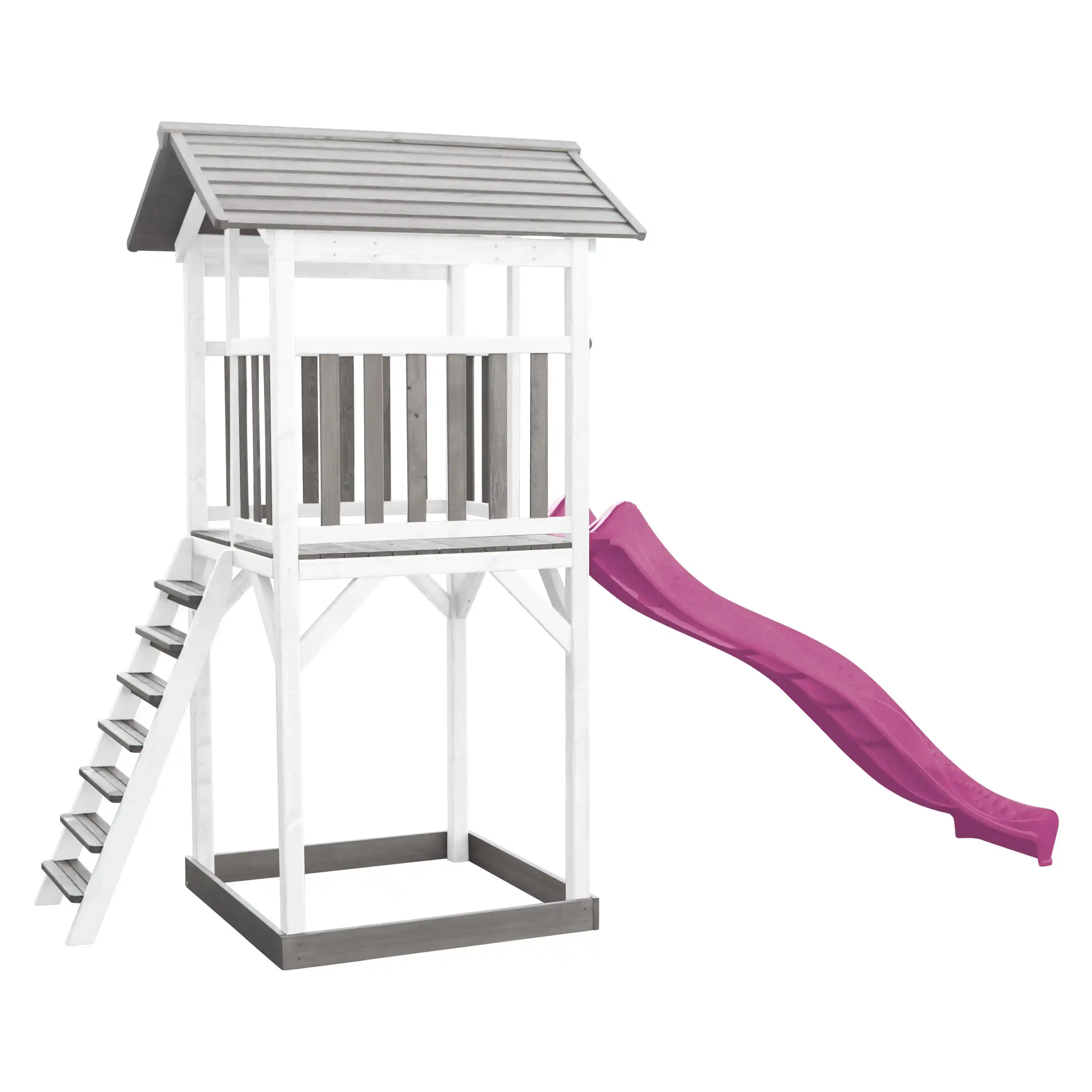 AXI Beach Tower Speeltoren Grijs/wit - Paarse glijbaan