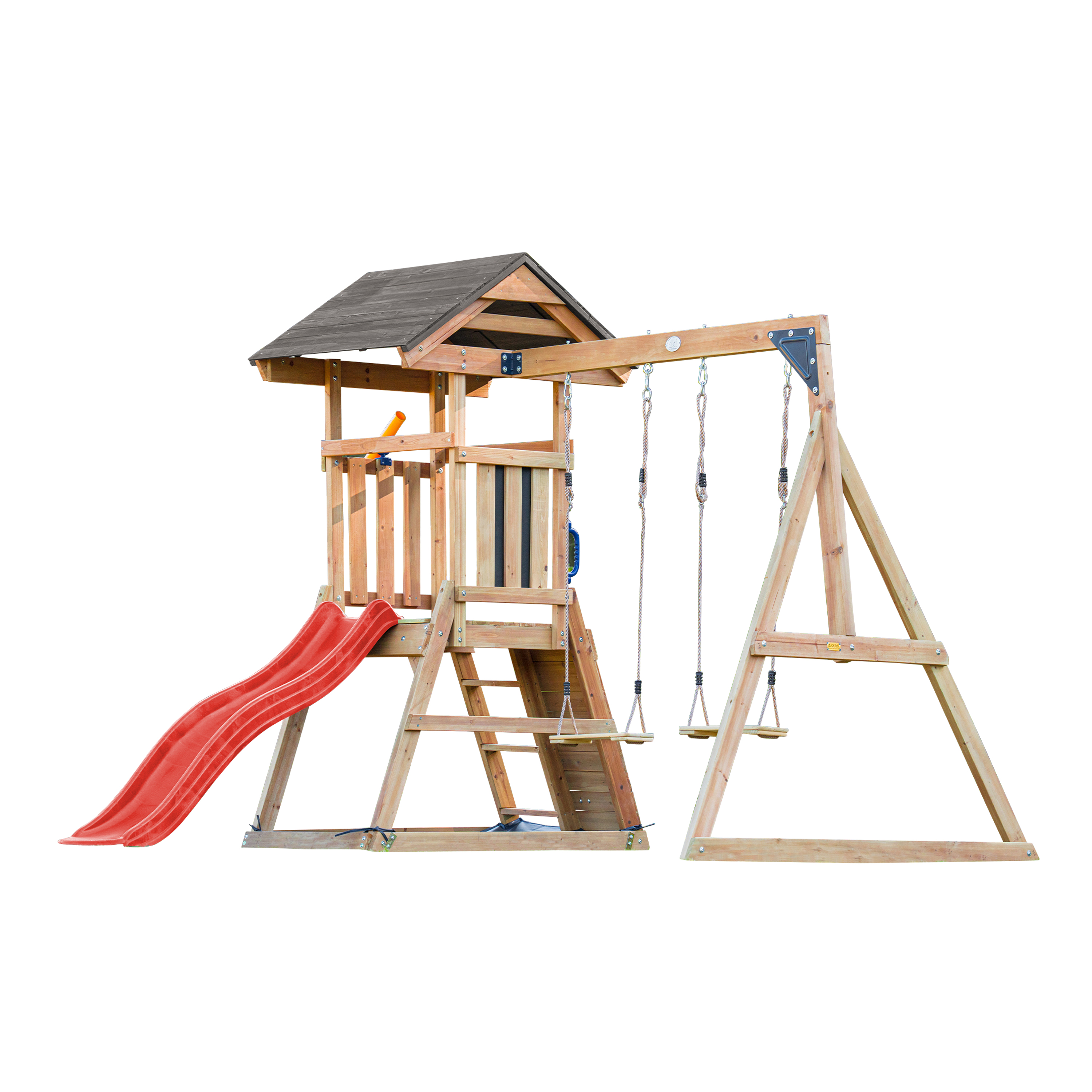 AXI Mia Climbing Frame with Double Swing Set – Red Slide