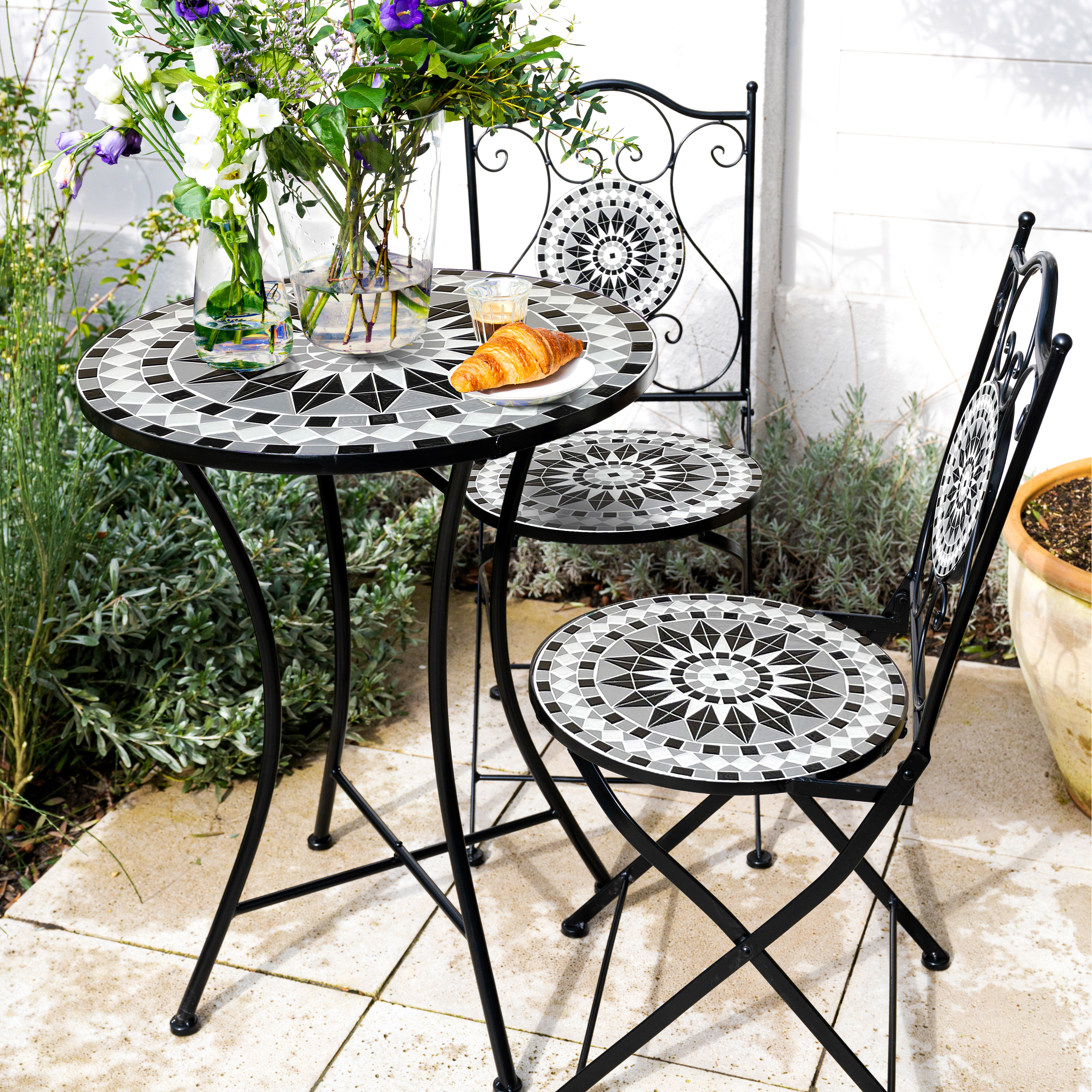 AXI Amélie Mosaik Bistro Set Schwarz/Weiß