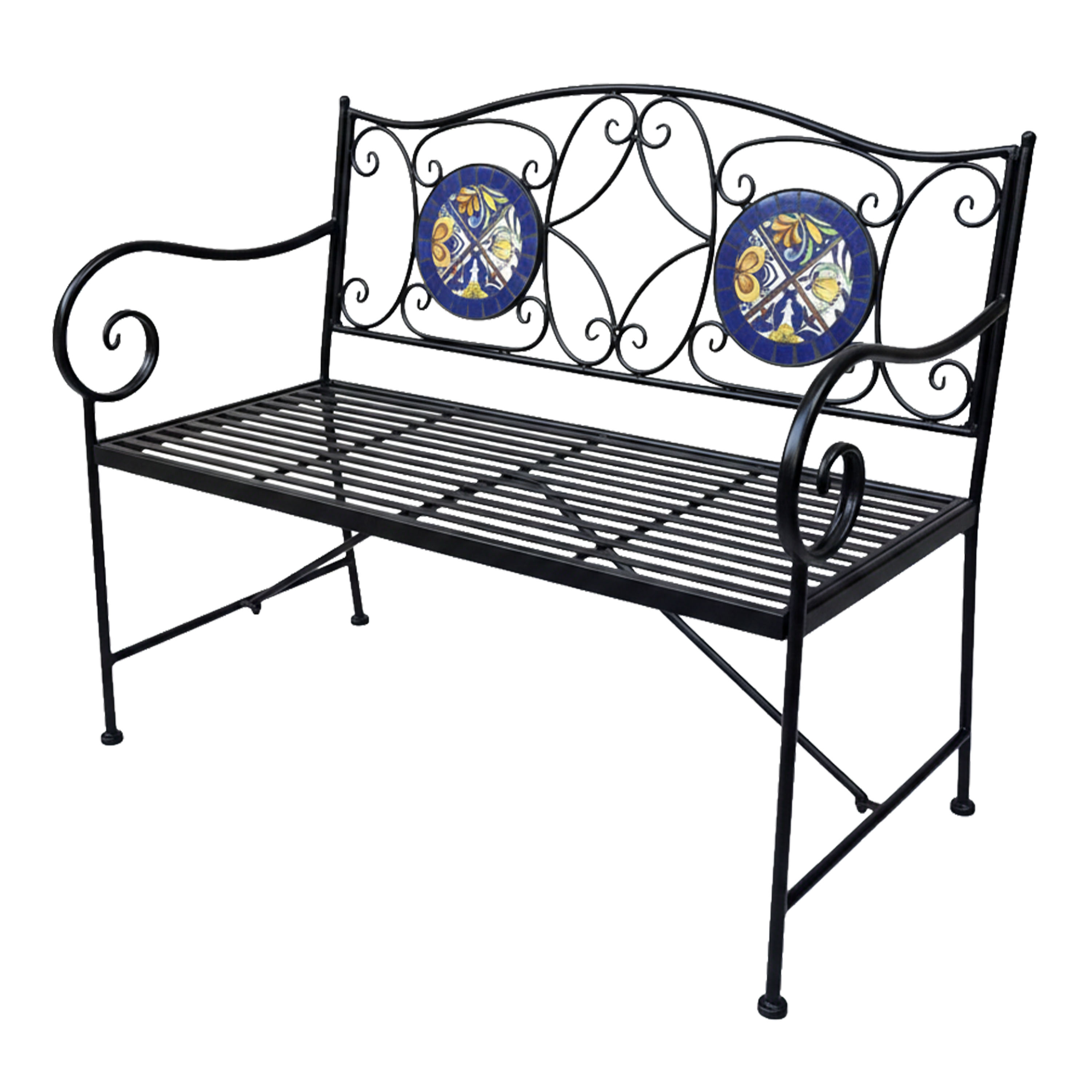 AXI Margot Mosaic Garden Bench Mediterranean Style – Blue/Yellow