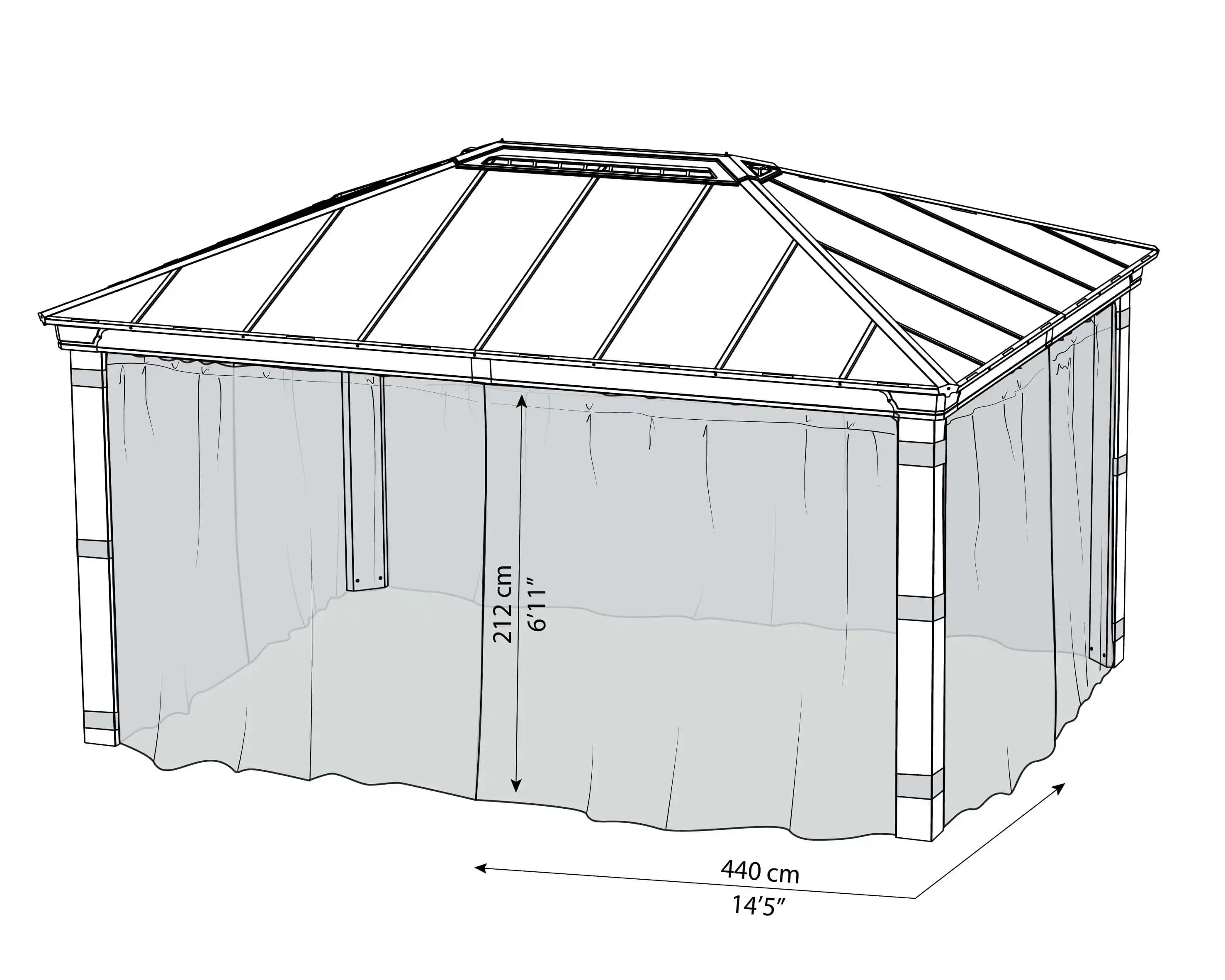 Canopia Gaasset voor Dallas tuinpaviljoen 500X360 Zwart