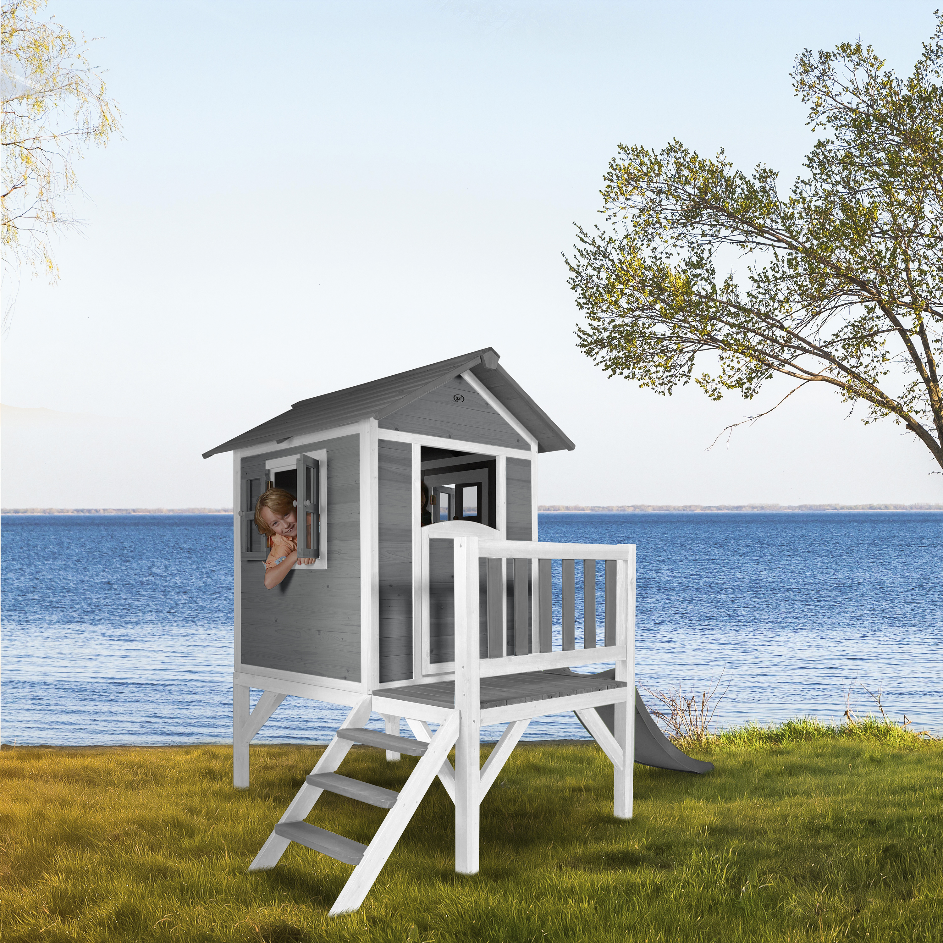 AXI Lodge XL Playhouse Cool Grey - Grey Slide
