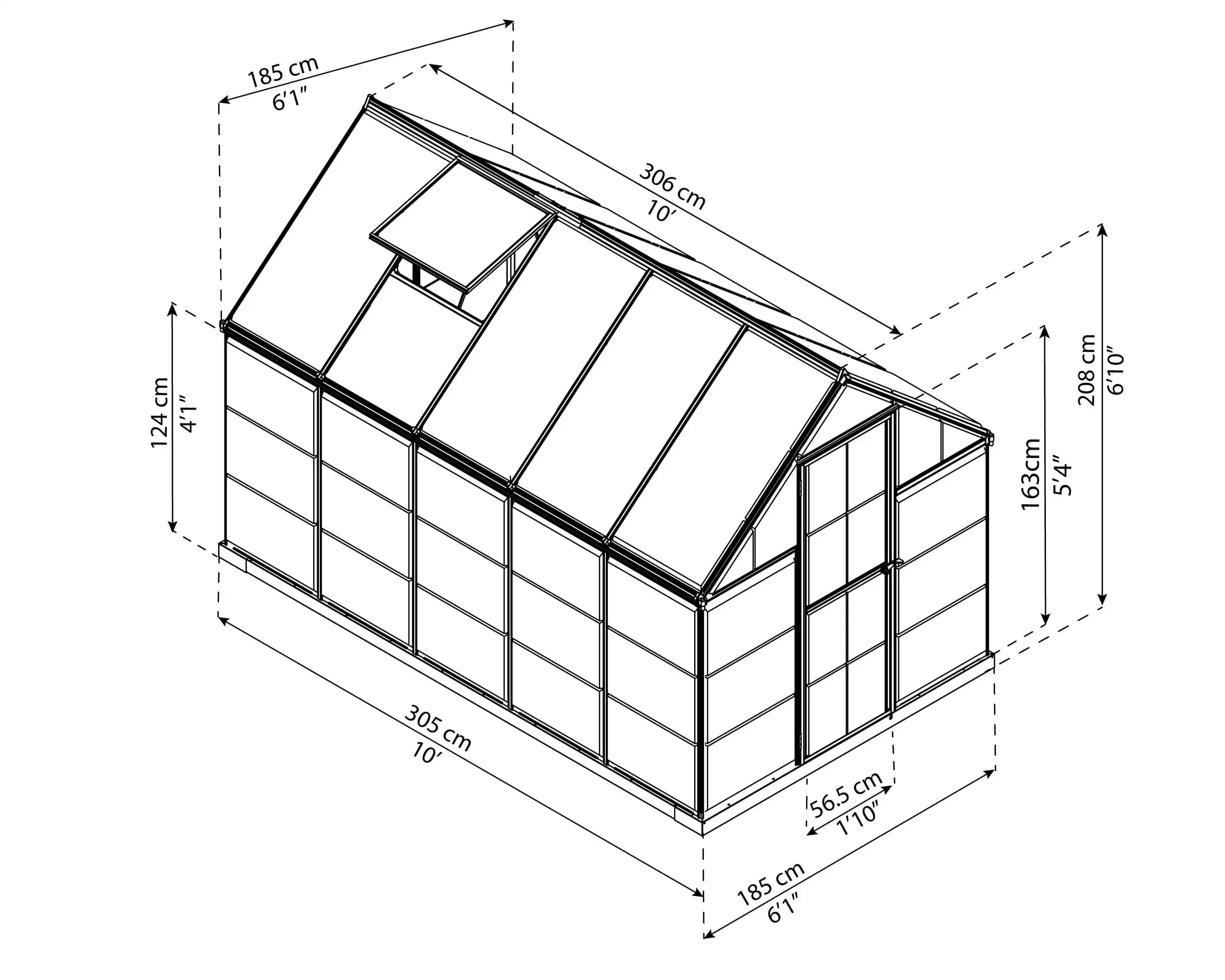 Canopia Hybrid Gewächshaus 306X185X208cm Silber