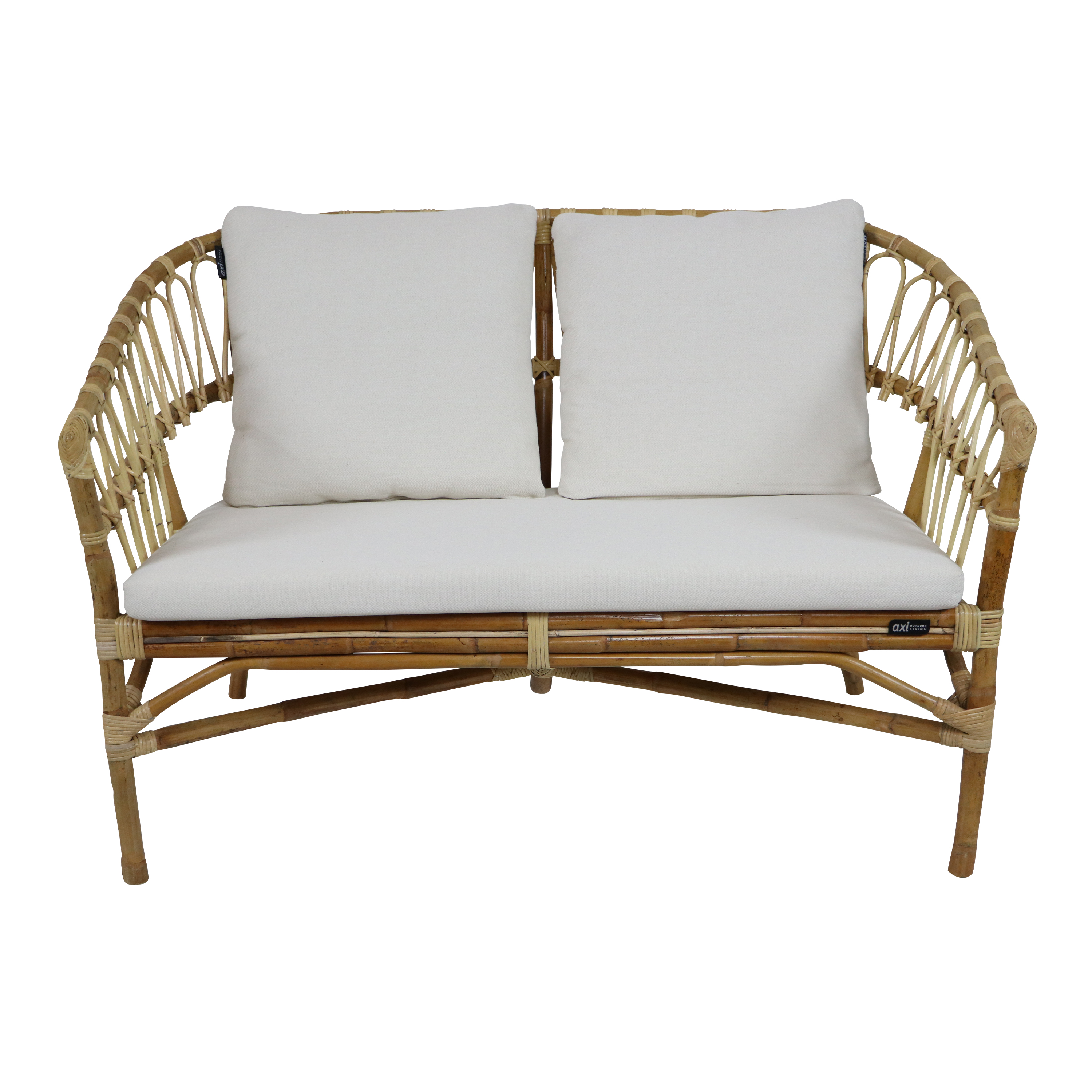 AXI Mary Rattan Lounge Set – 4-Piece with Sofa, Table, and 2 Chairs Natural/White-8720365066238 AXI Mary Rattan Lounge Set – 4-Piece with Sofa, Table, and 2 Chairs Natural/White