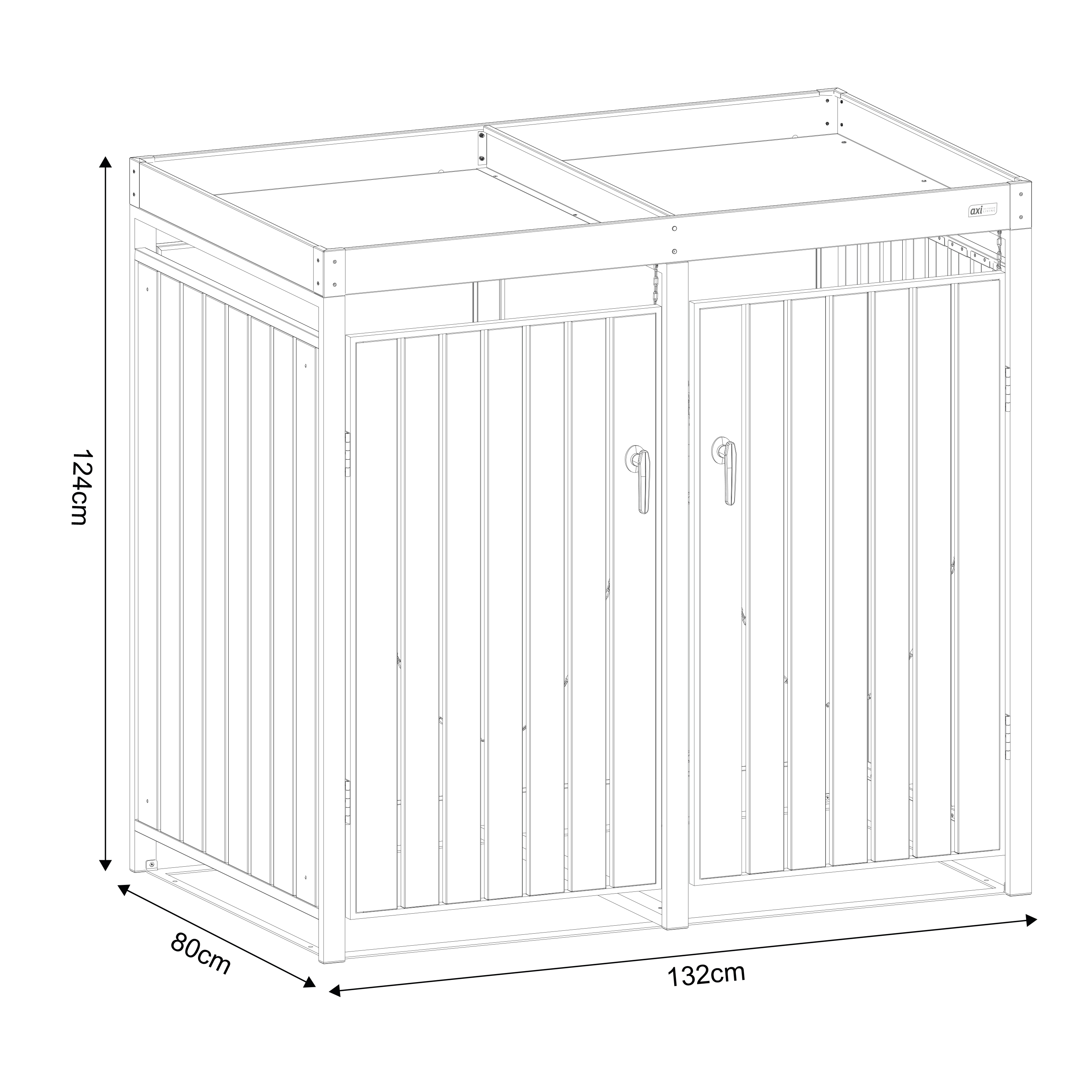 AXI Leon Mülltonnenbox aus Metall in Anthrazit/Holzoptik mit Pflanzbehälter – 3 Tonnen