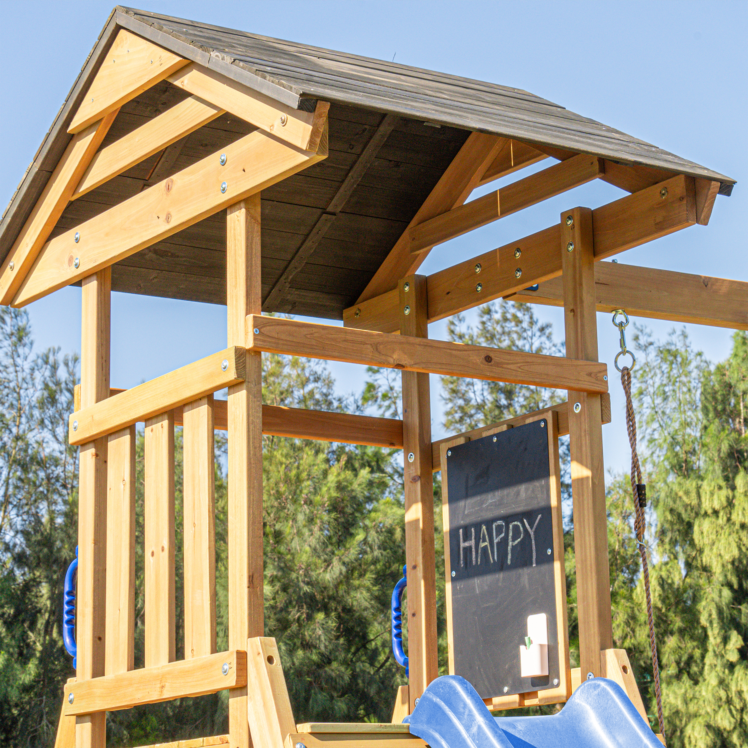 AXI Mia Climbing Frame with Double Swing Set – Blue Slide