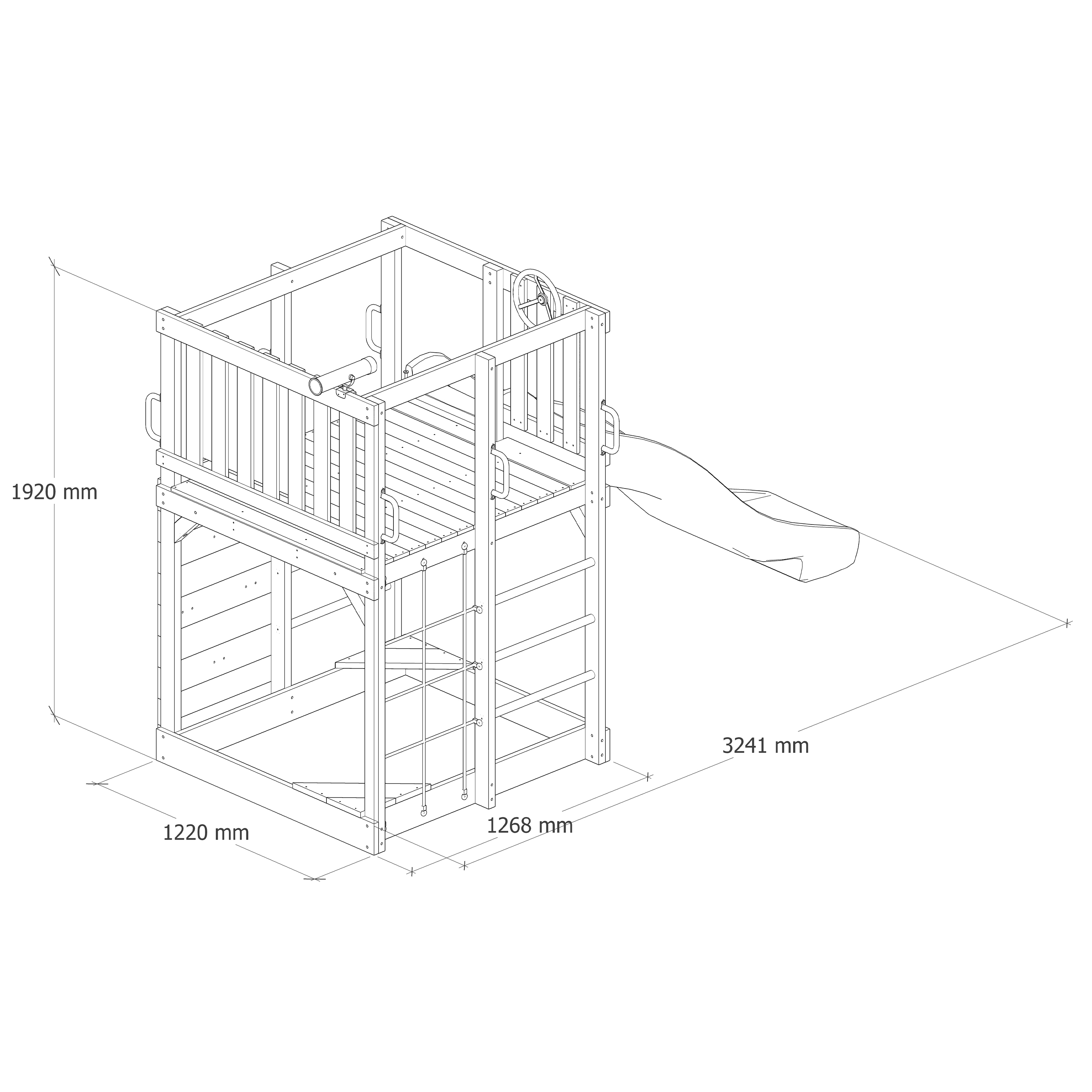 AXI Sam Climbing Frame with Climbing Wall, Climbing Net and Monkey Bars – Green Slide