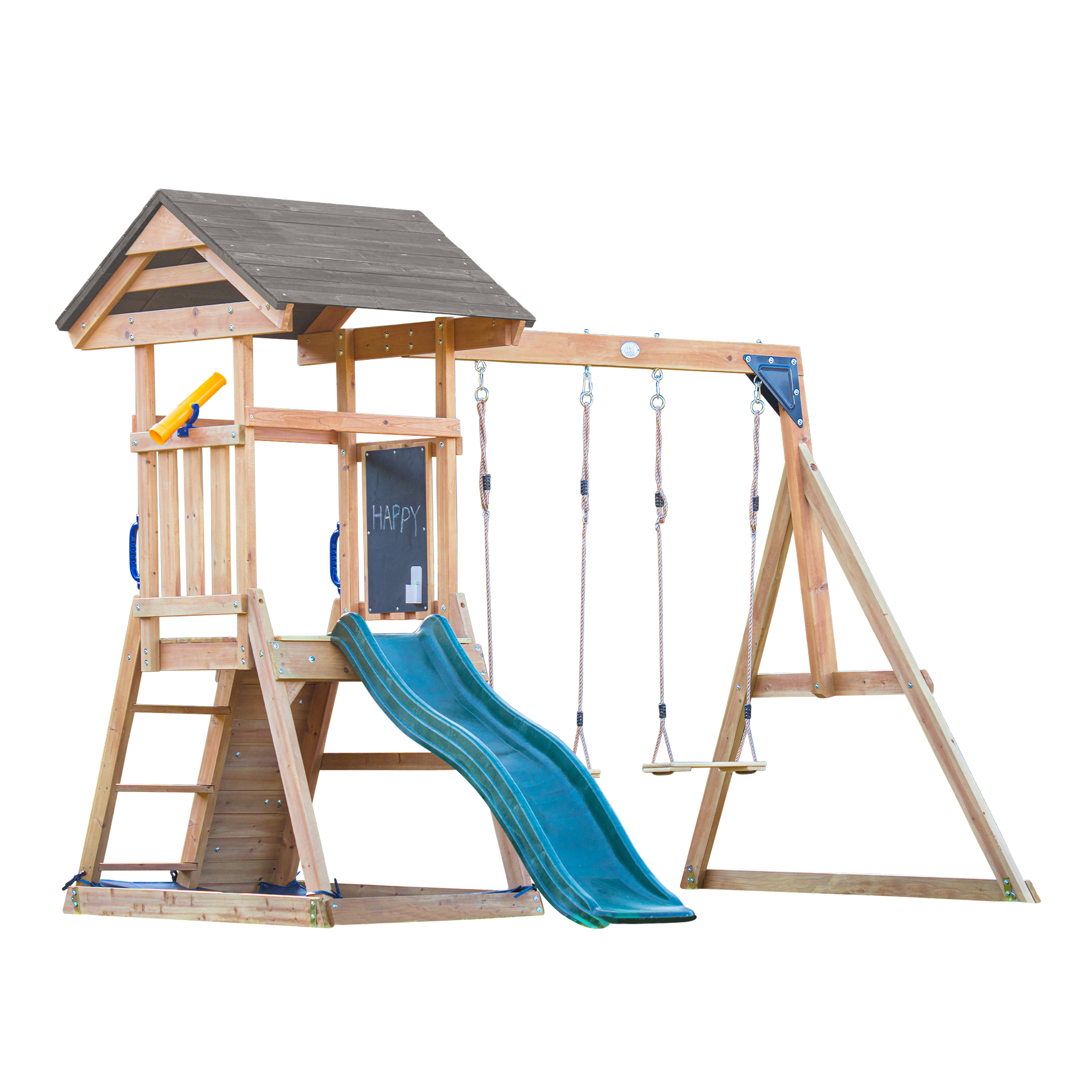 AXI Mia Climbing Frame with Double Swing Set – Green Slide