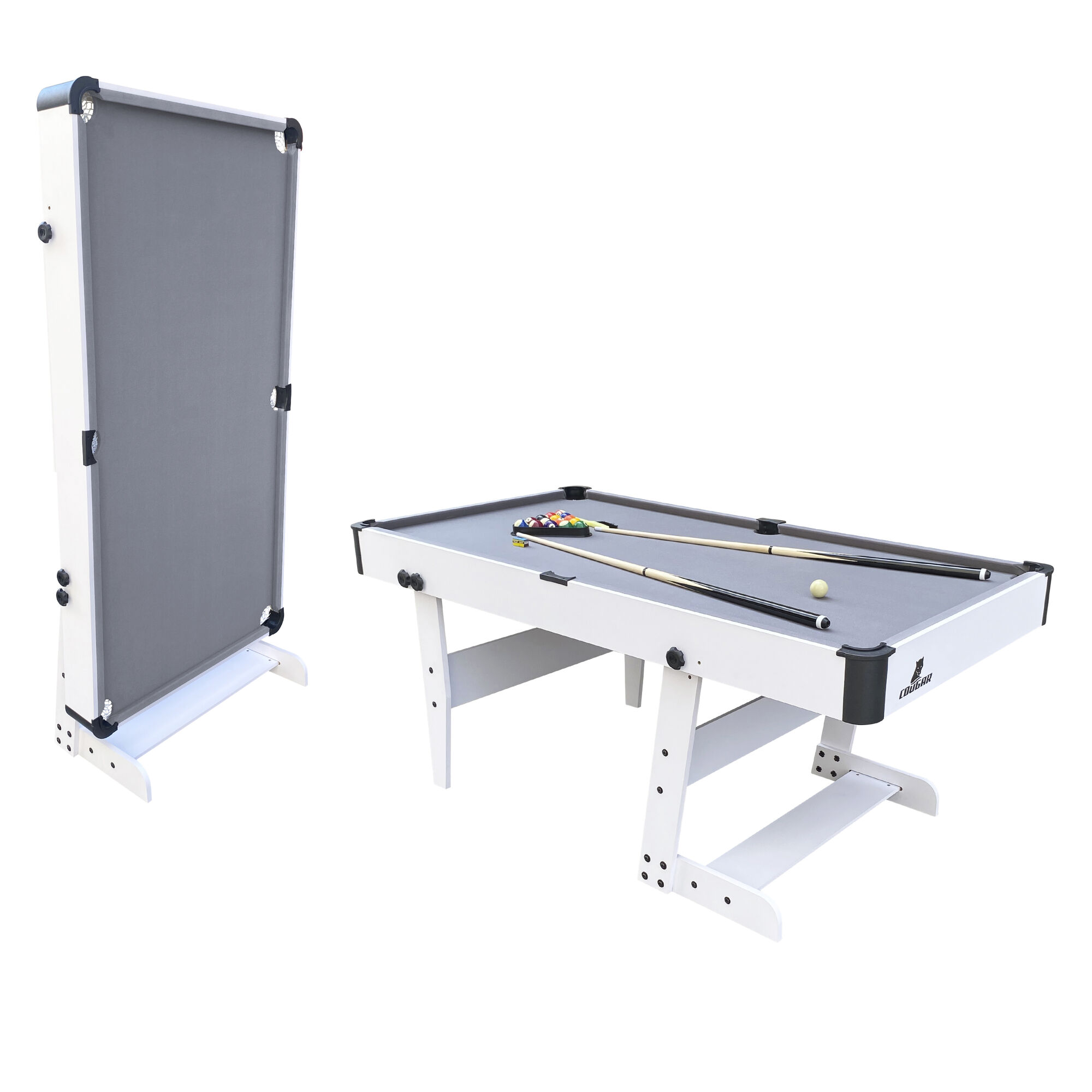 Cougar Hustle L opklapbare Pooltafel Wit
