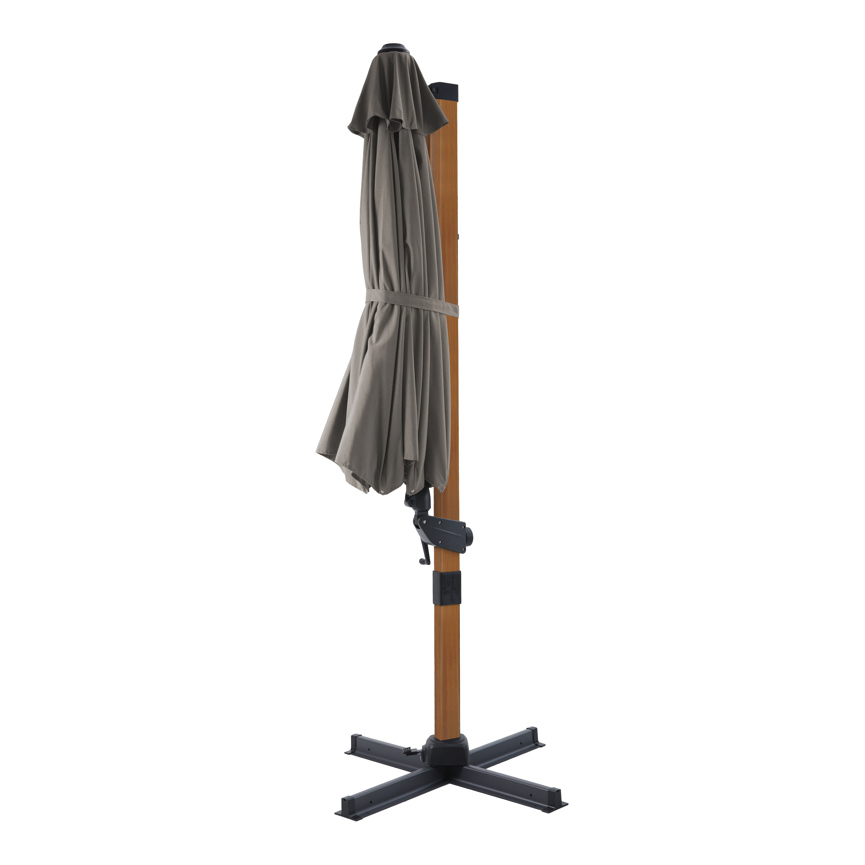 AXI Cyrus Premium Ampelschirm Ø 300cm Holzoptik/Taupe