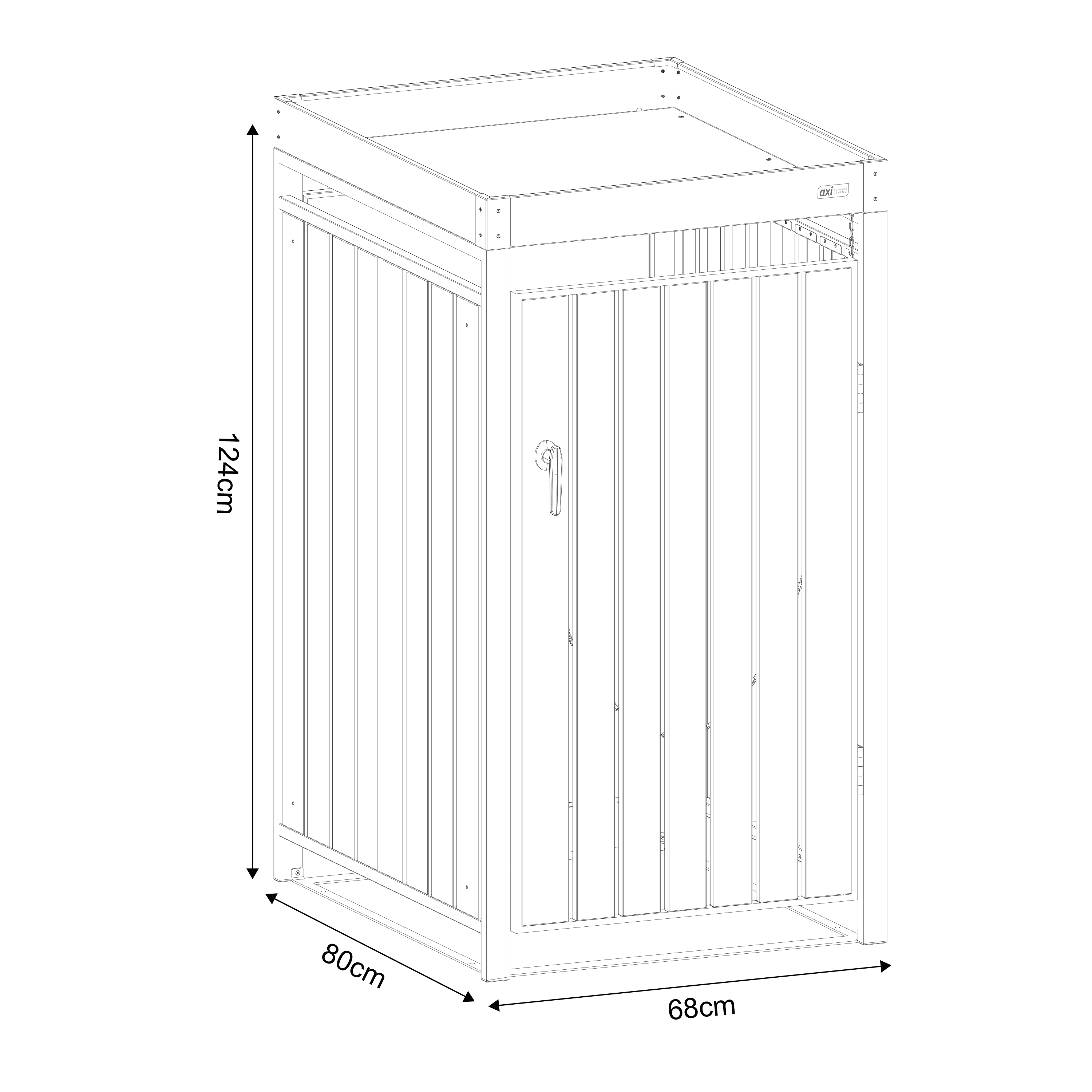 AXI Leon Mülltonnenbox aus Metall in Anthrazit/Holzoptik mit Pflanzbehälter – 1 Tonne