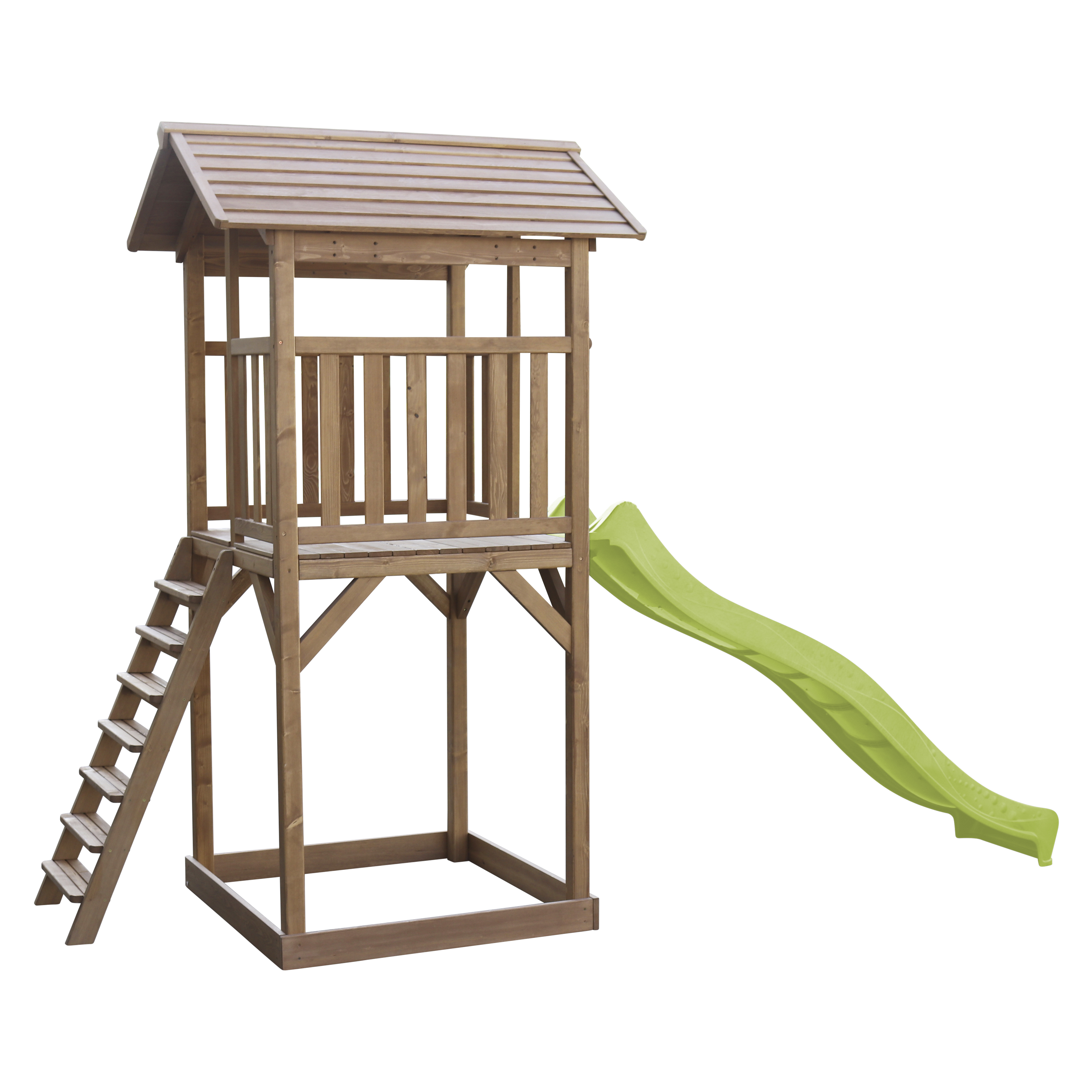 AXI Beach Tower Spielturm Braun - Hellgrüne Rutsche