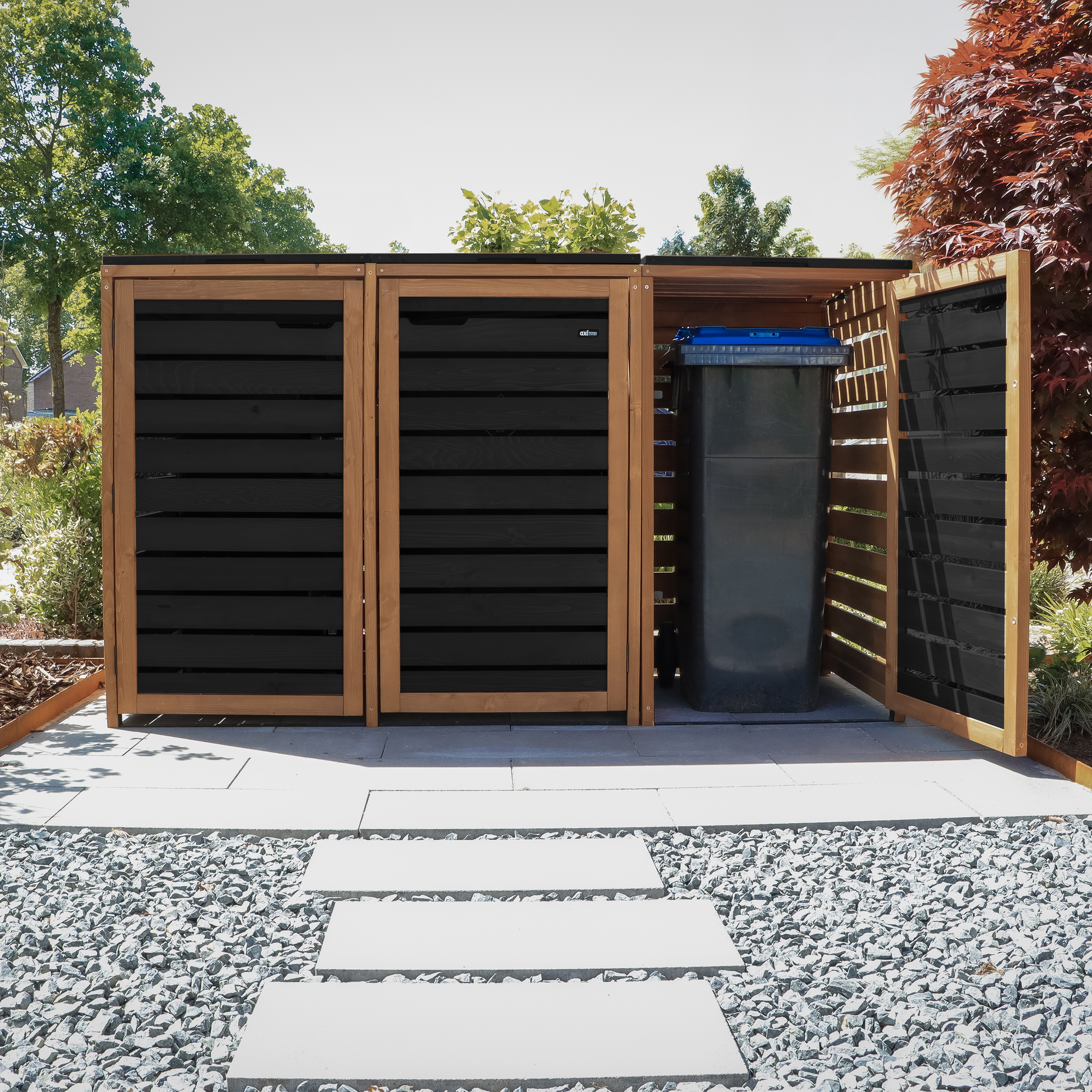 AXI Lex Wooden Bin Storage Black/Brown - 2 bins