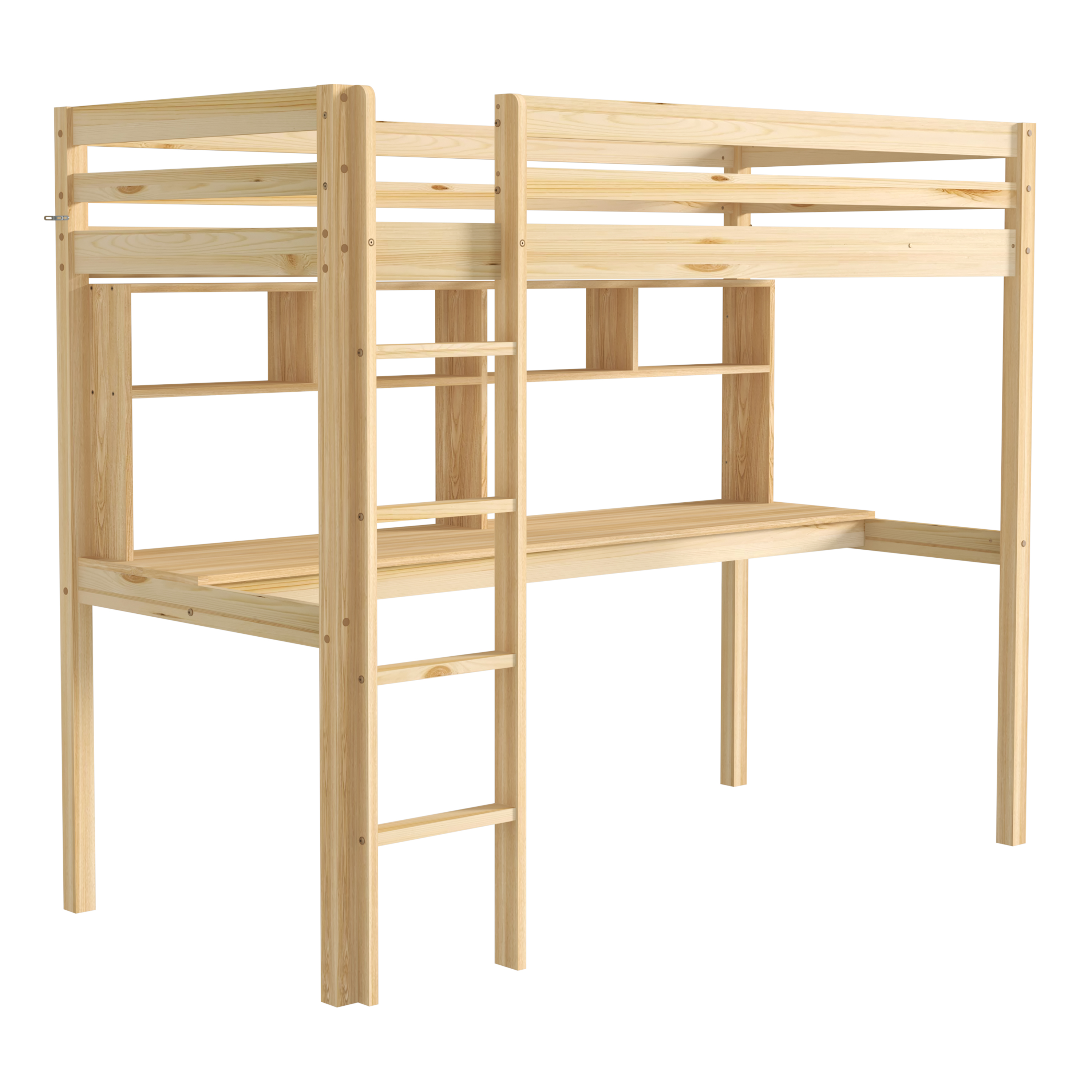 Sunny Sil Loft Bed with Desk Natural – With Mattress