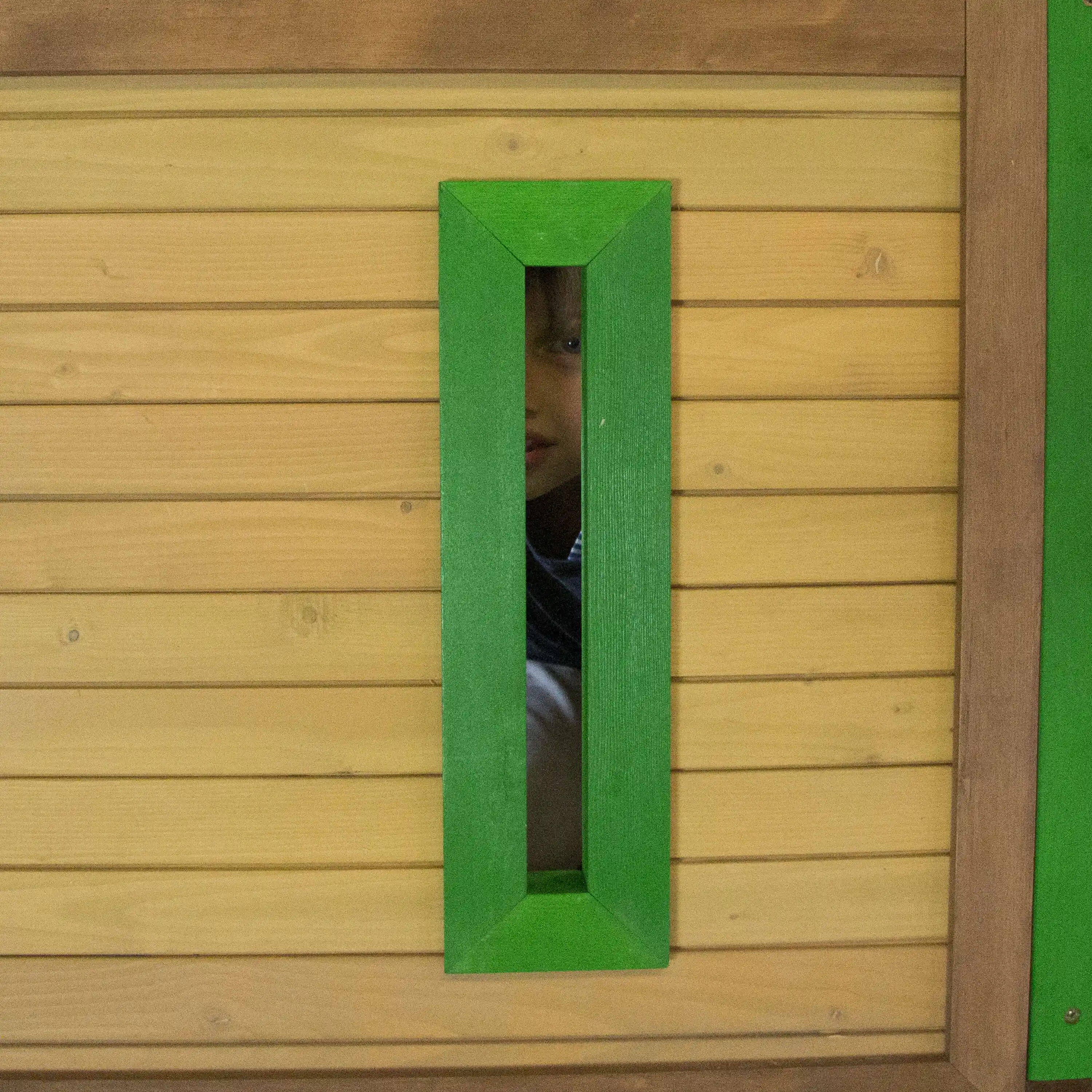 AXI Atka Spielhaus Braun und Grün mit Einzelschaukel - Grüne Rutsche