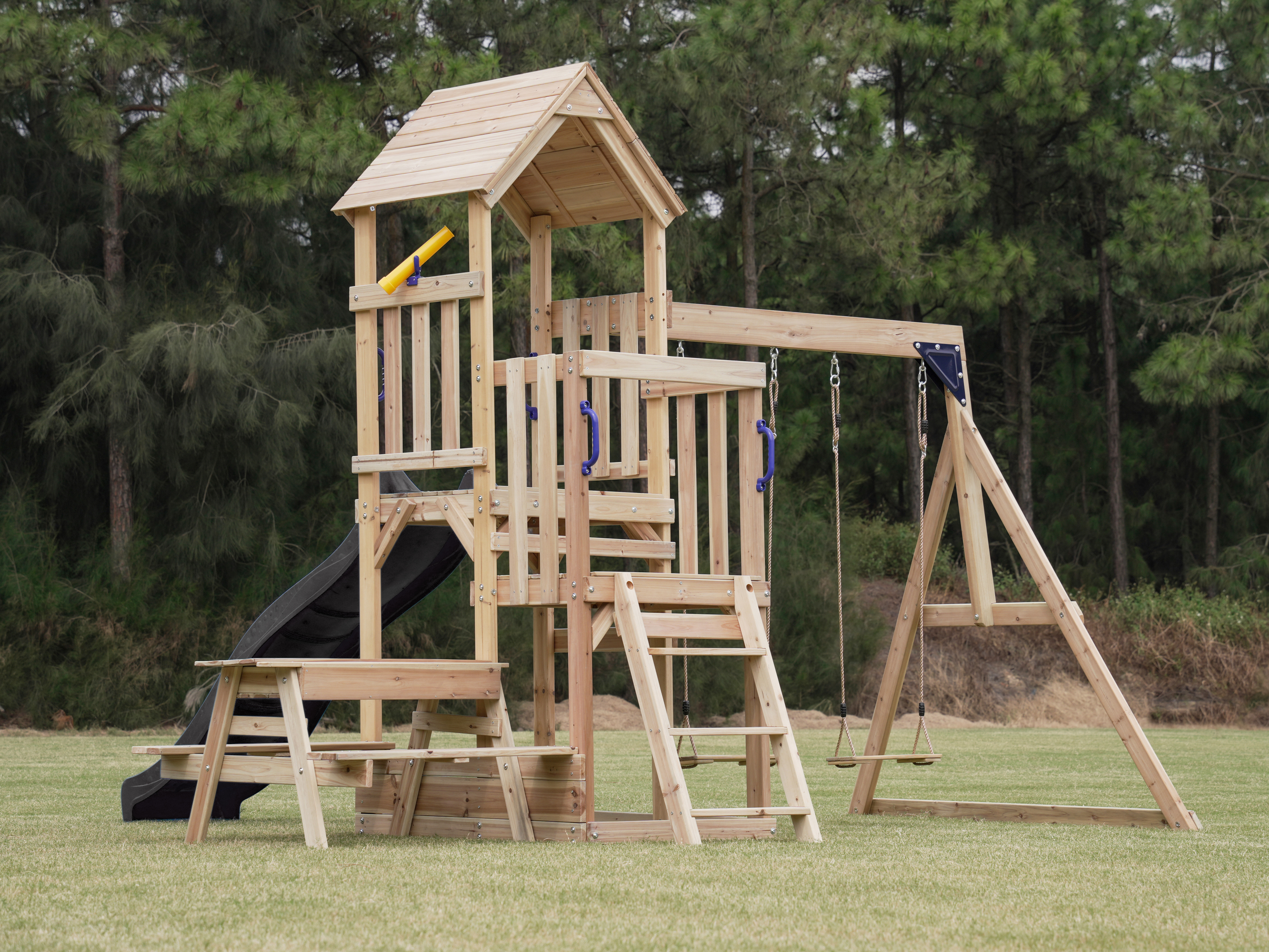 AXI Mette Playground with Double Swing Brown - Grey Slide 
