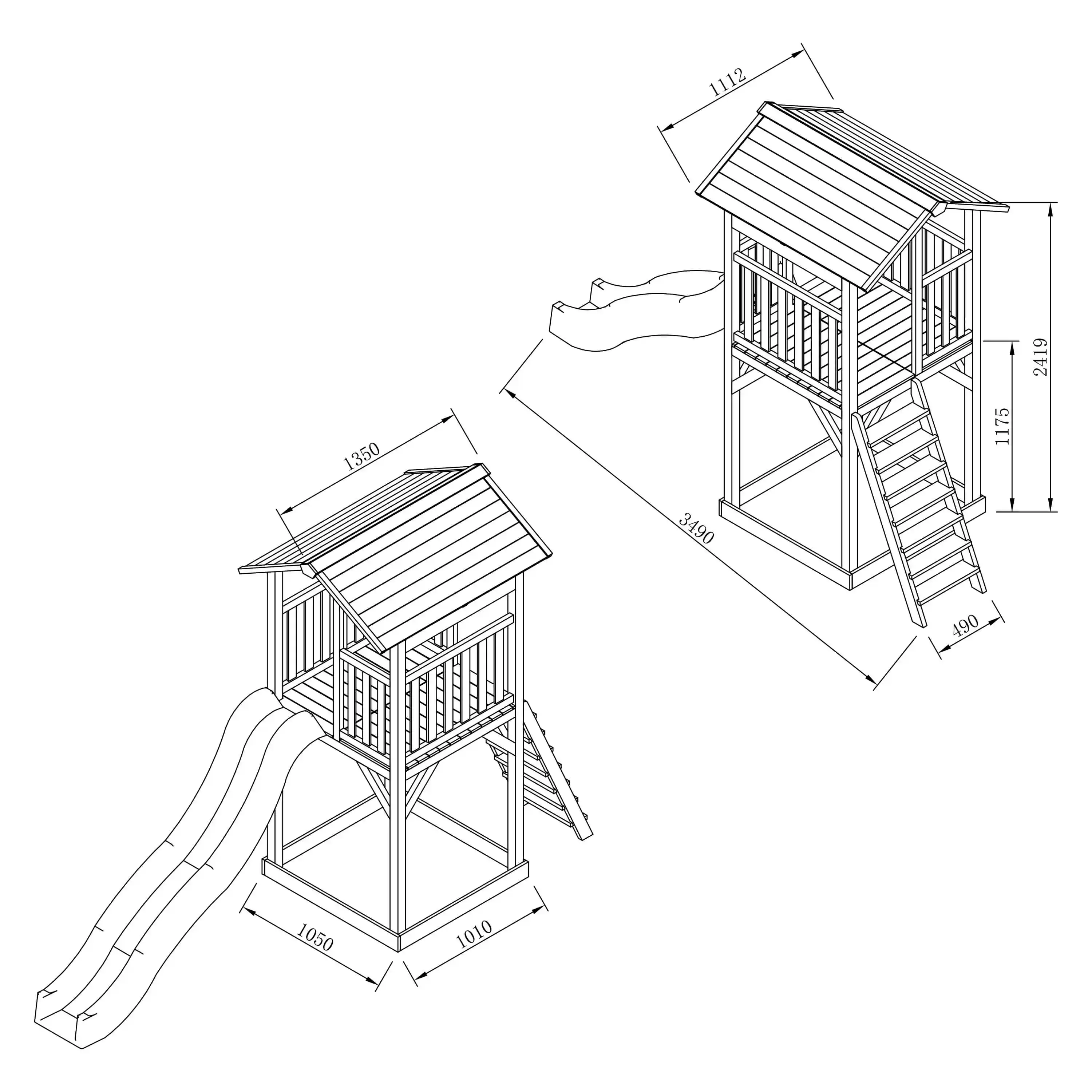 AXI Beach Tower Spielturm Braun und Weiß - Graue Rutsche