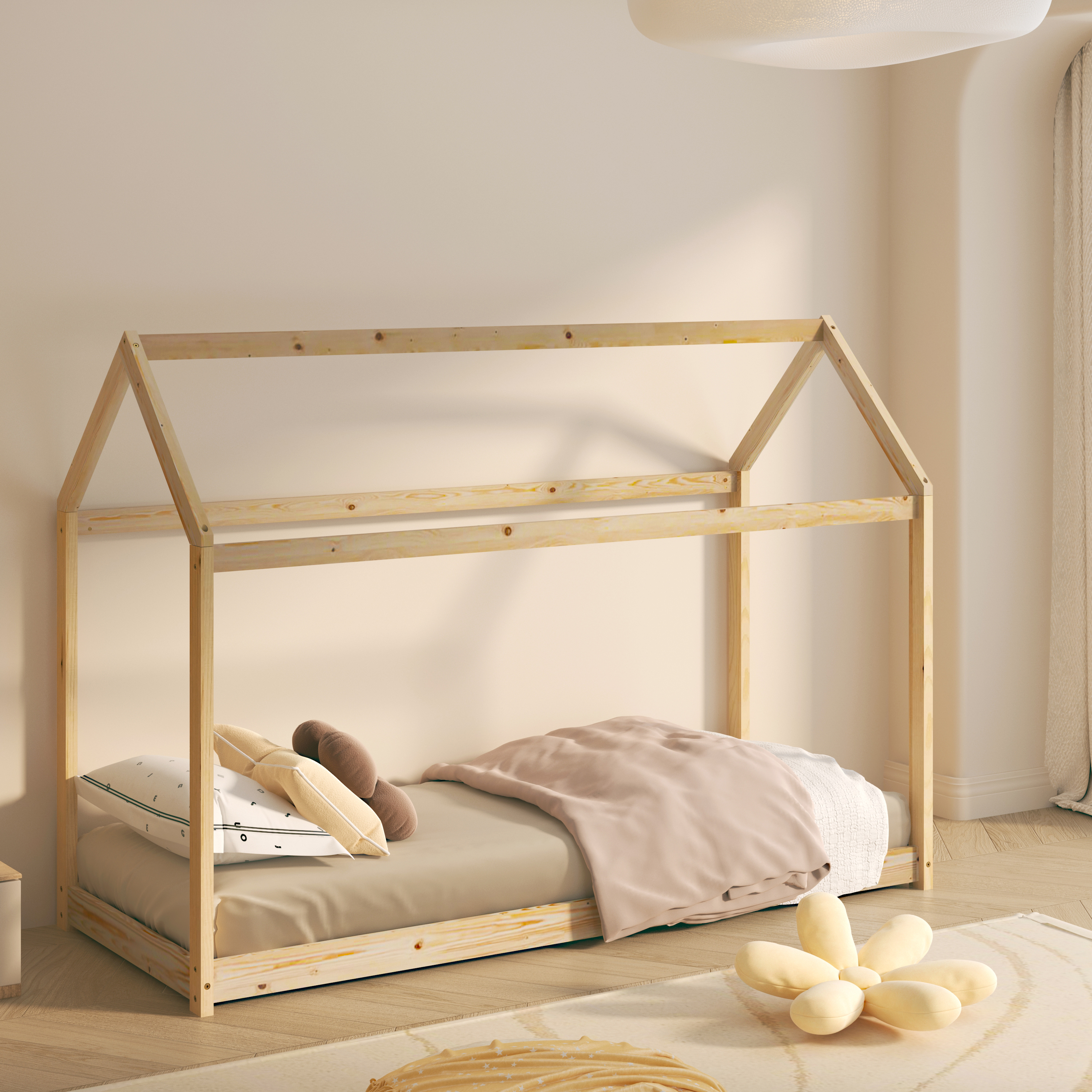 Sunny Zoey House Bed Natural – With Mattress