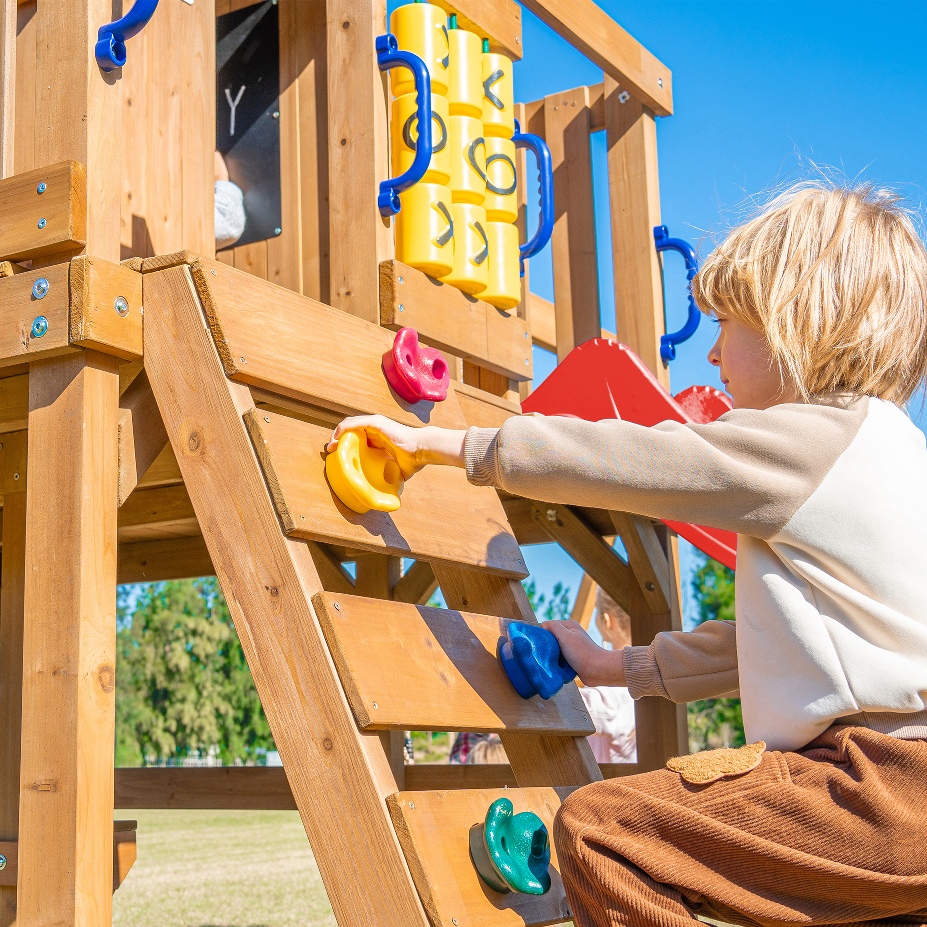 AXI Jack Climbing Frame with Double Swing and Trapeze – Red Slide