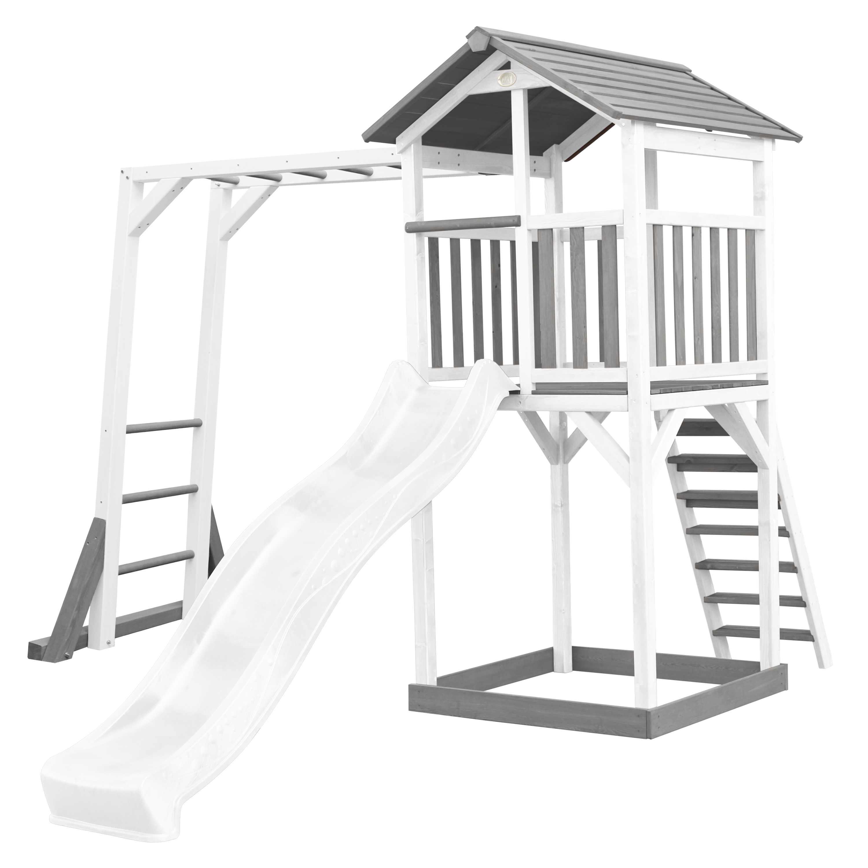 AXI Beach Tower with Climbing Frame Grey/White - White Slide