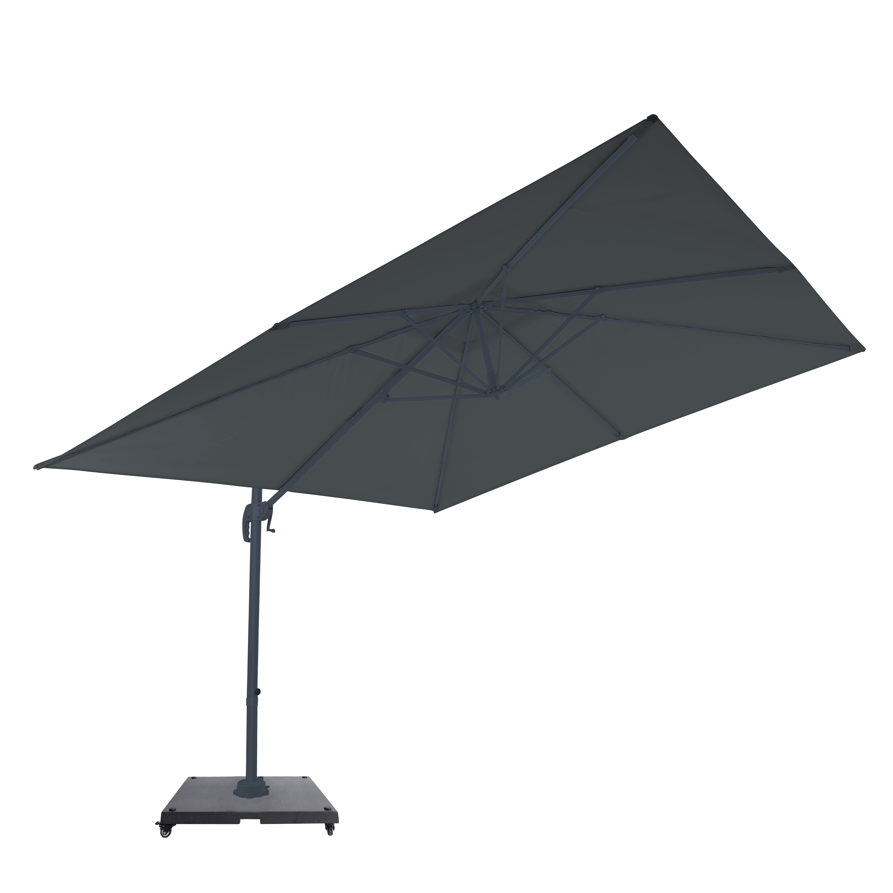 AXI Nima Cantilever Parasol 300x300 cm incl. Parasol Base with Wheels Anthracite/Grey – Complete Set