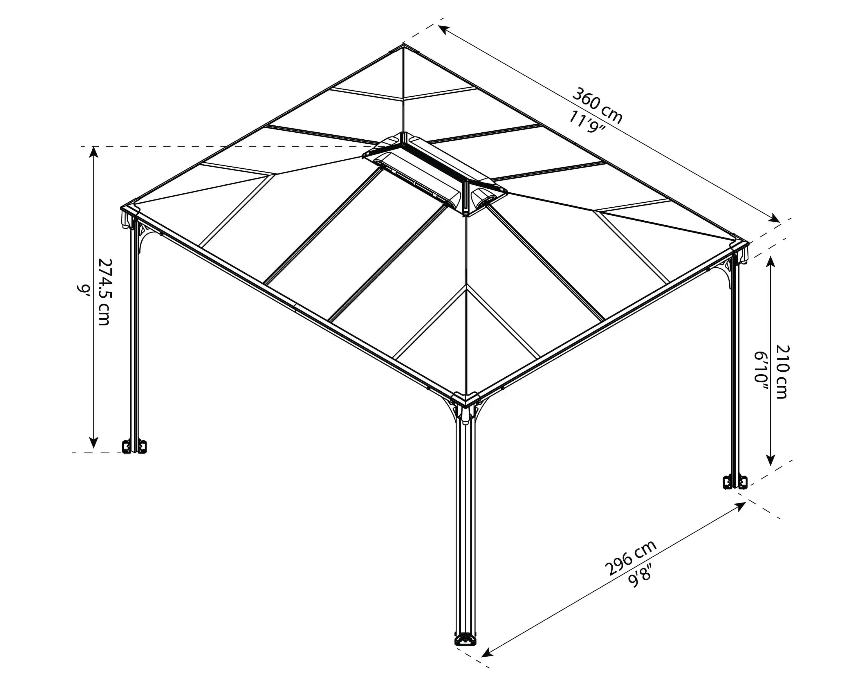 Canopia Martinique 360X295 cm tuinpaviljoen Donkergrijs Brons-7290108137910 Canopia Martinique 360X295 cm tuinpaviljoen Donkergrijs Brons