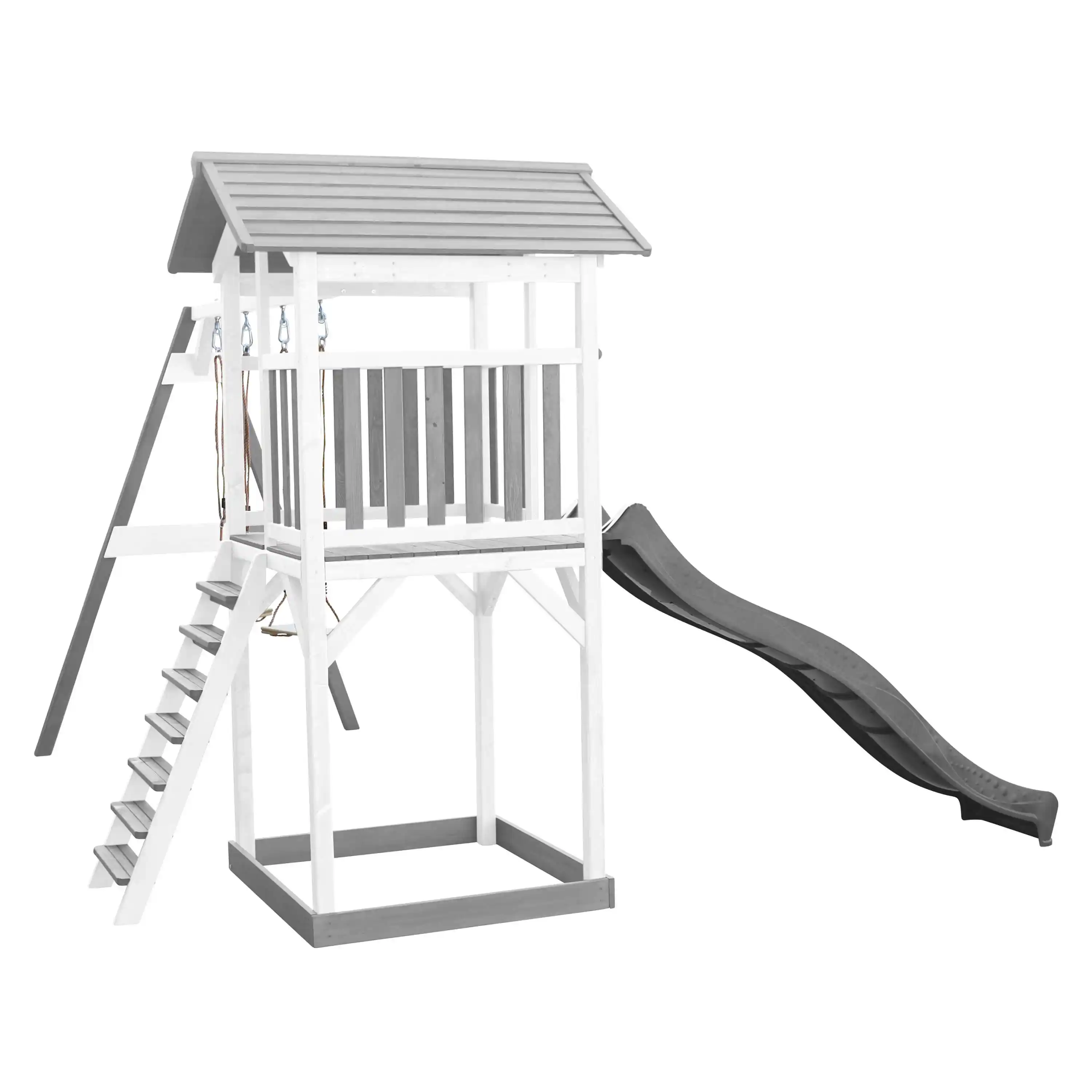 AXI Beach Tower Speeltoren met Dubbele Schommel Grijs/wit - Grijze Glijbaan