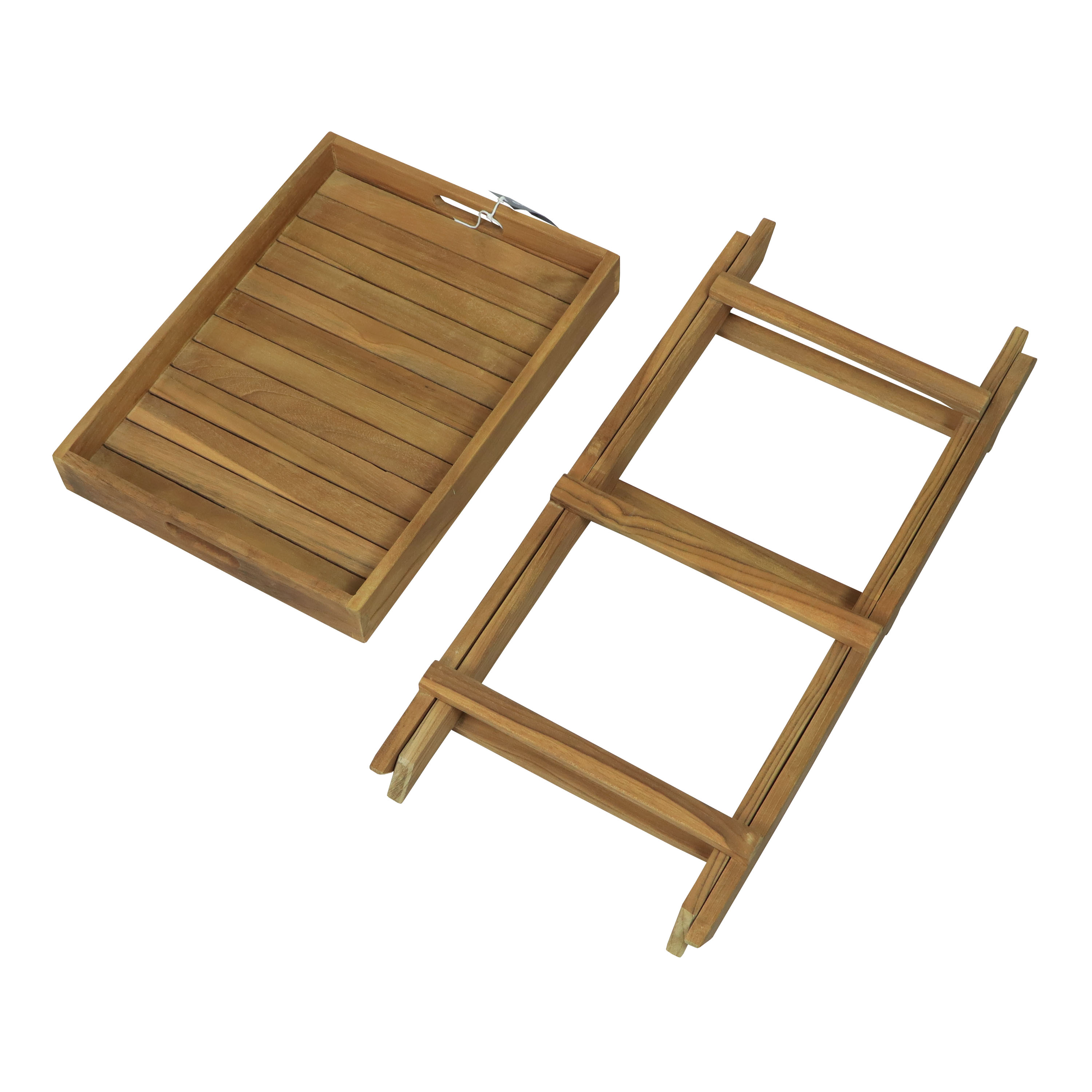 AXI Inda Teak Side Table Folding with Removable Tray