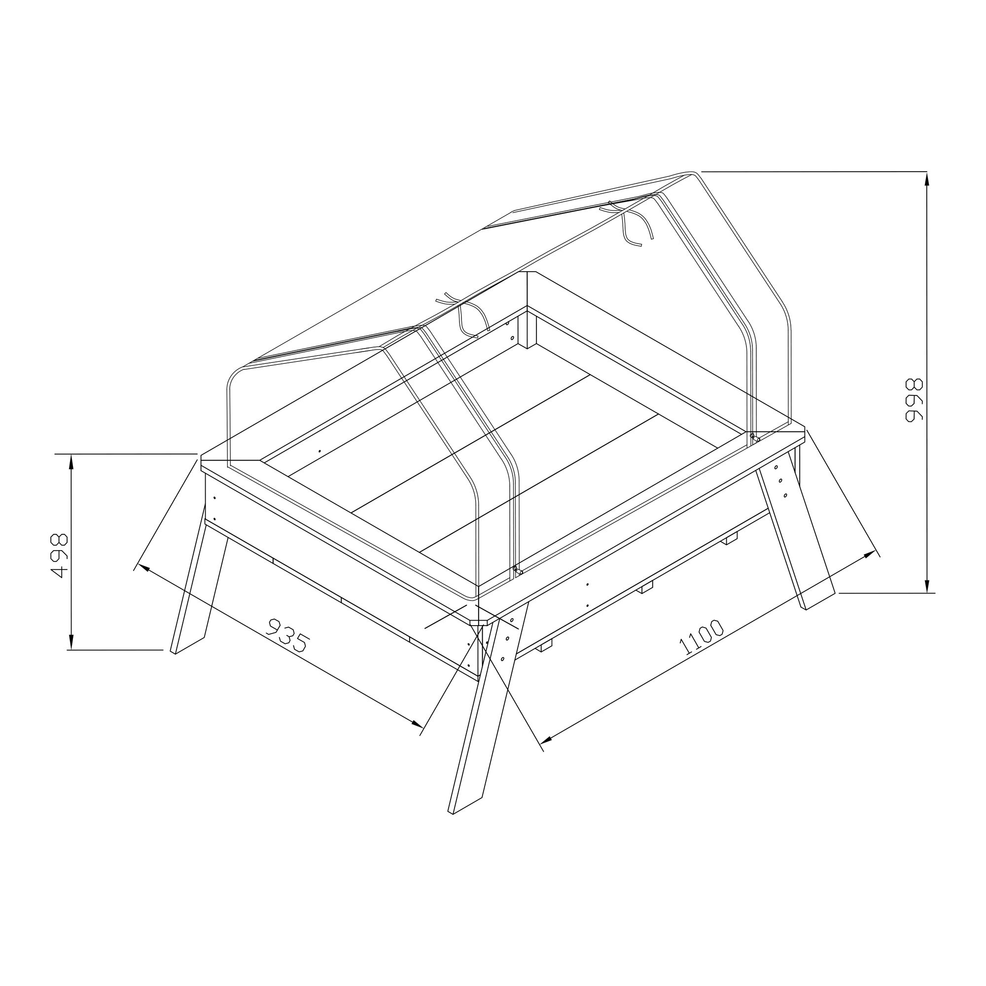 maattekening AXI Linda broeikas tbv Kweektafel Groen