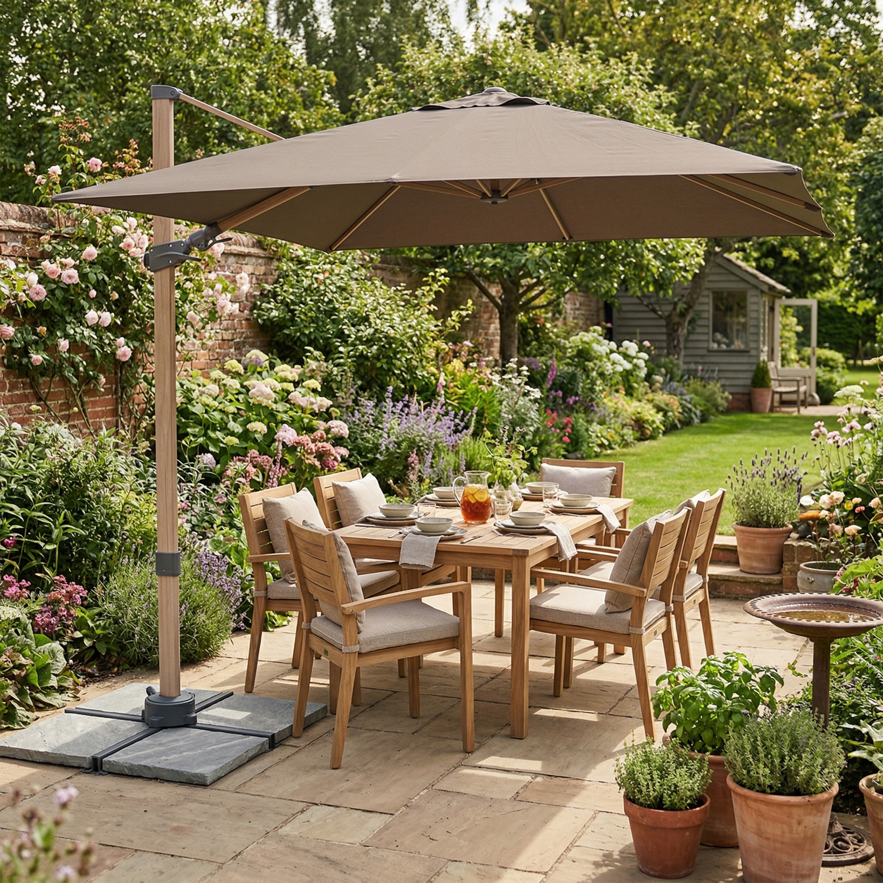 AXI Alina Cantilever Parasol 300x300cm Oak-look/Taupe