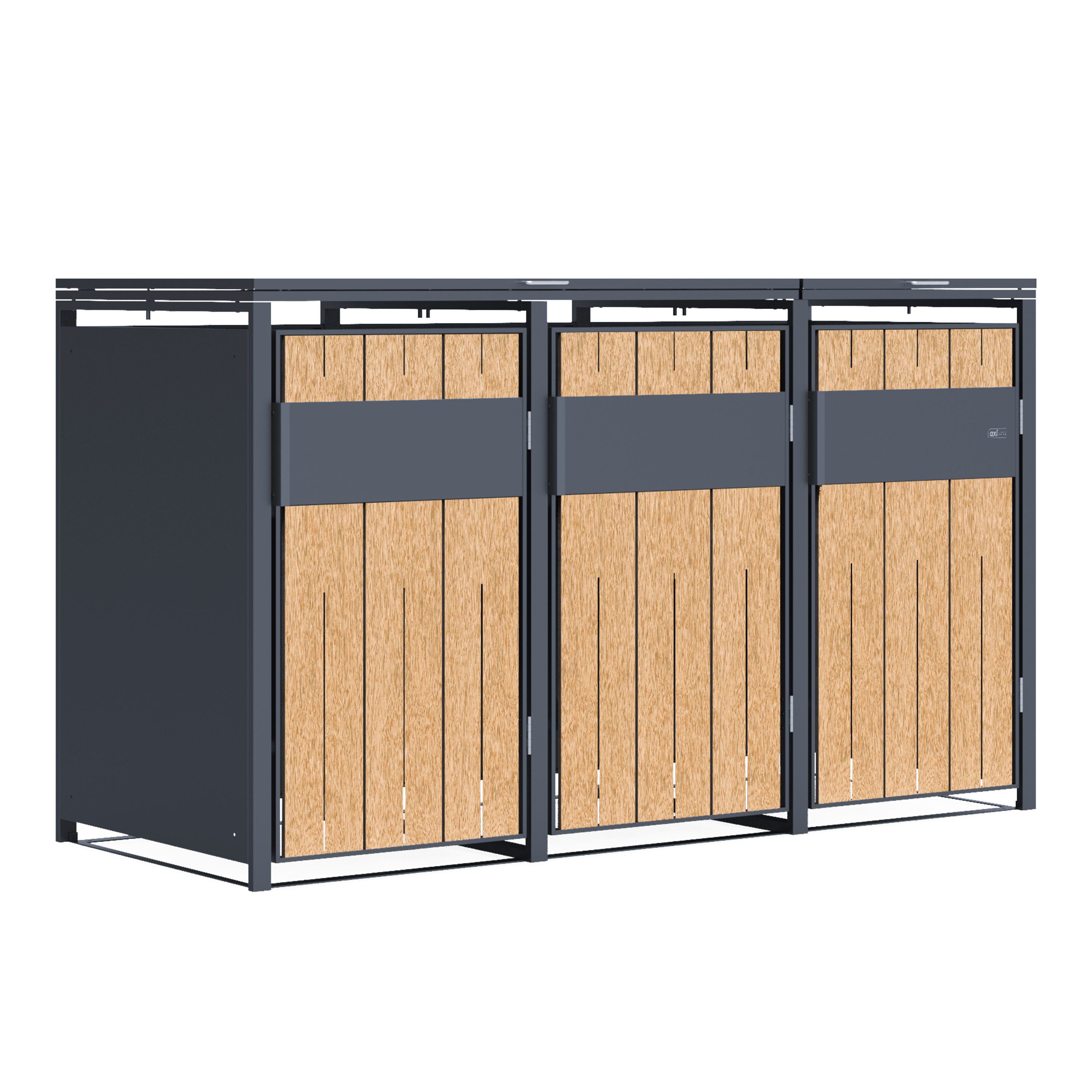 AXI Luke Metal Garbage Bin Shed - 3 Garbage Bins