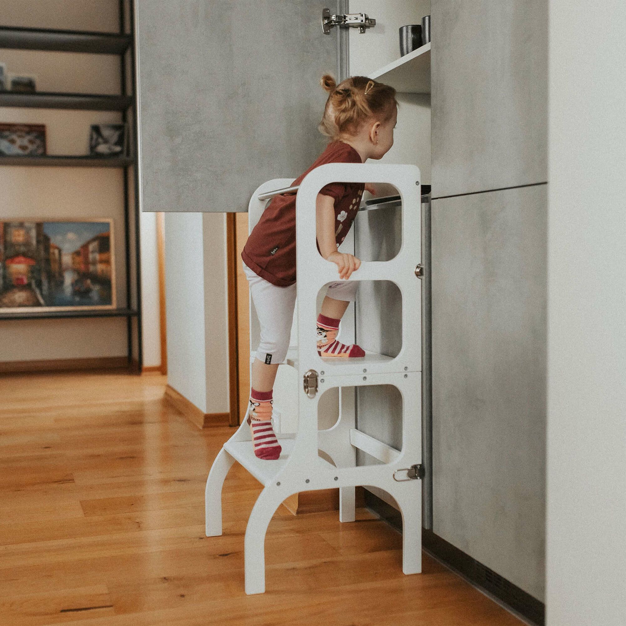 Ette Tete Step'n'Sit leertoren inklapbaar van hout wit 