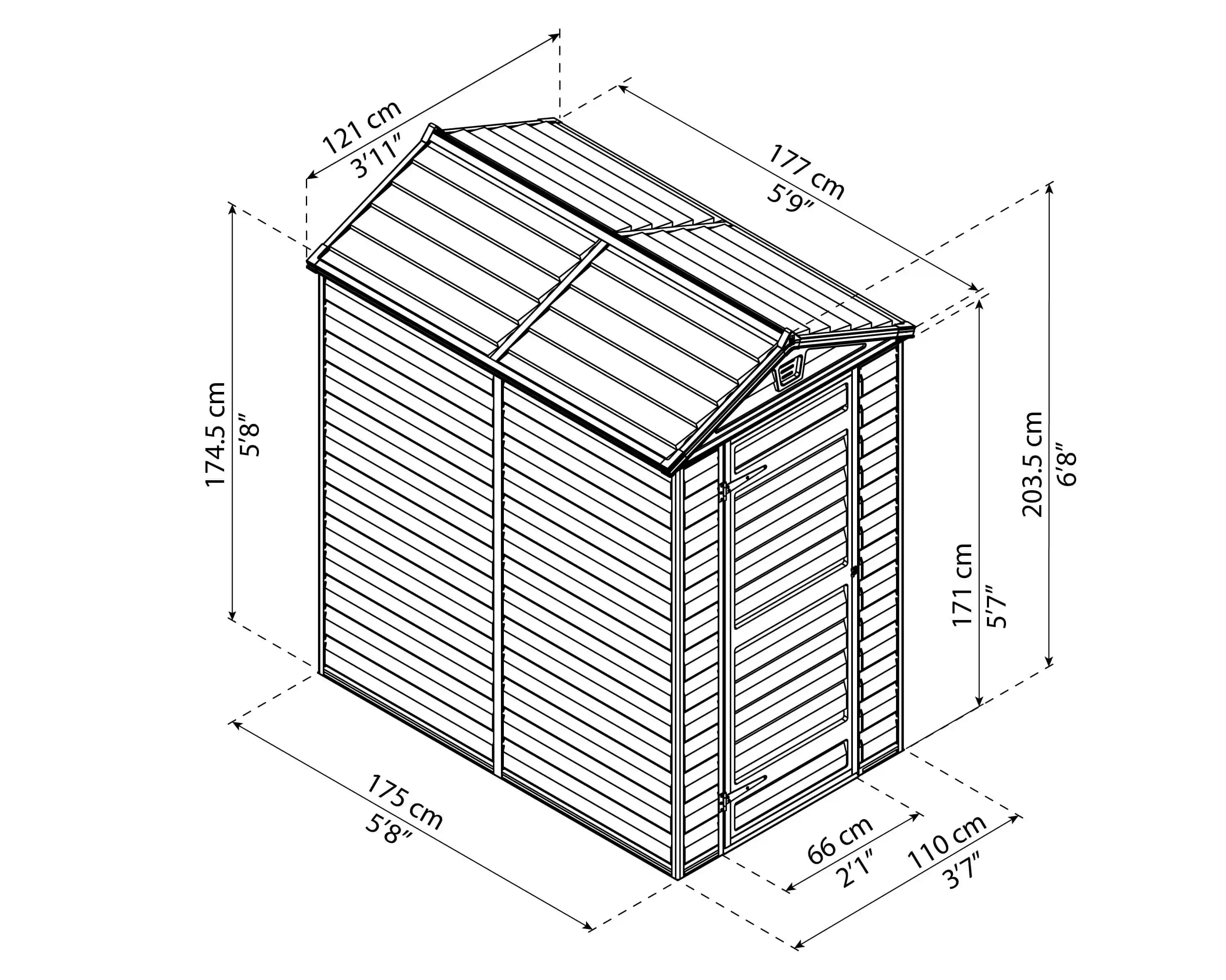 Canopia Skylight 176X120X203 cm Openlucht Opslag en Fietsenschuur Amber-7290103121907 Canopia Skylight 176X120X203 cm Openlucht Opslag en Fietsenschuur Amber
