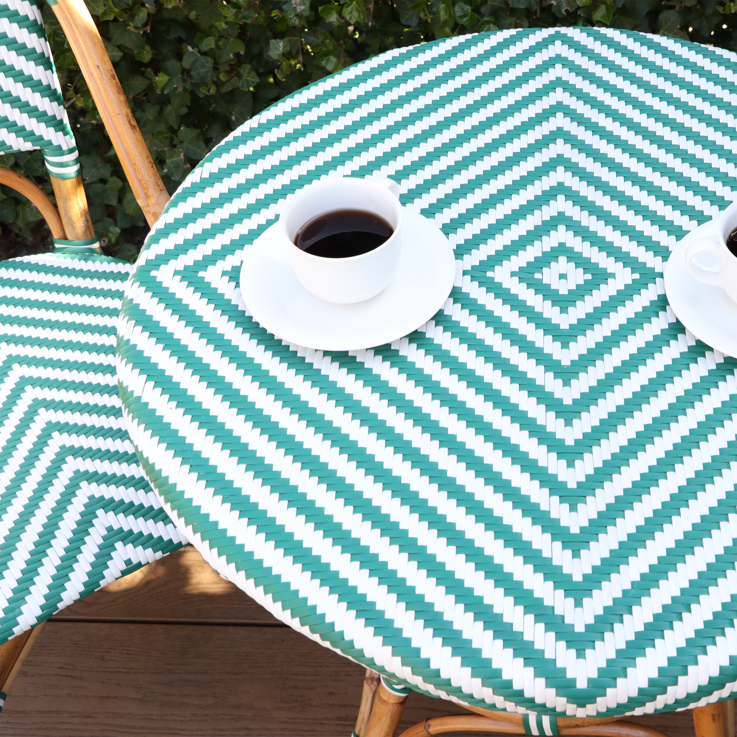 AXI Jacqueline Rattan Bistro Set Green/White