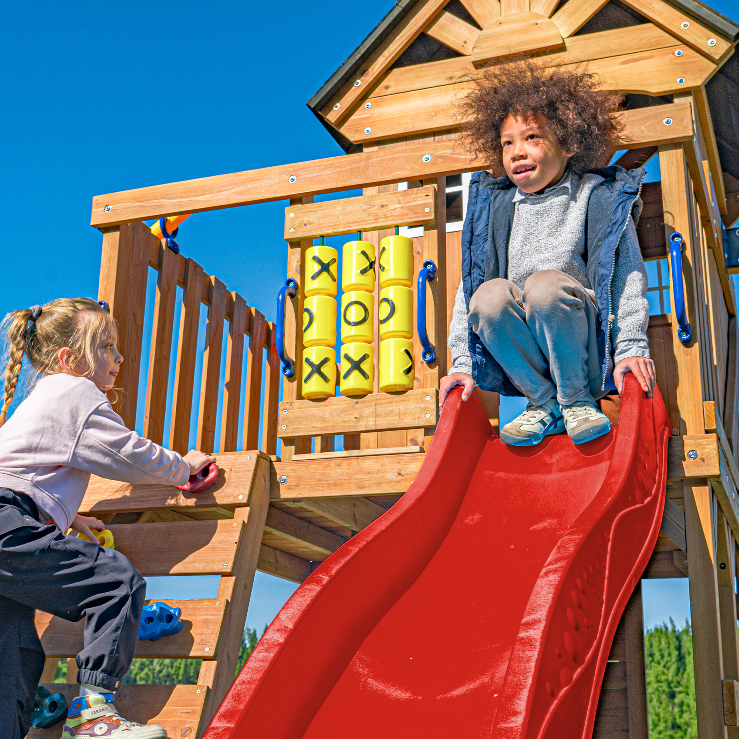 AXI Jack Climbing Frame with Double Swing and Trapeze – Red Slide
