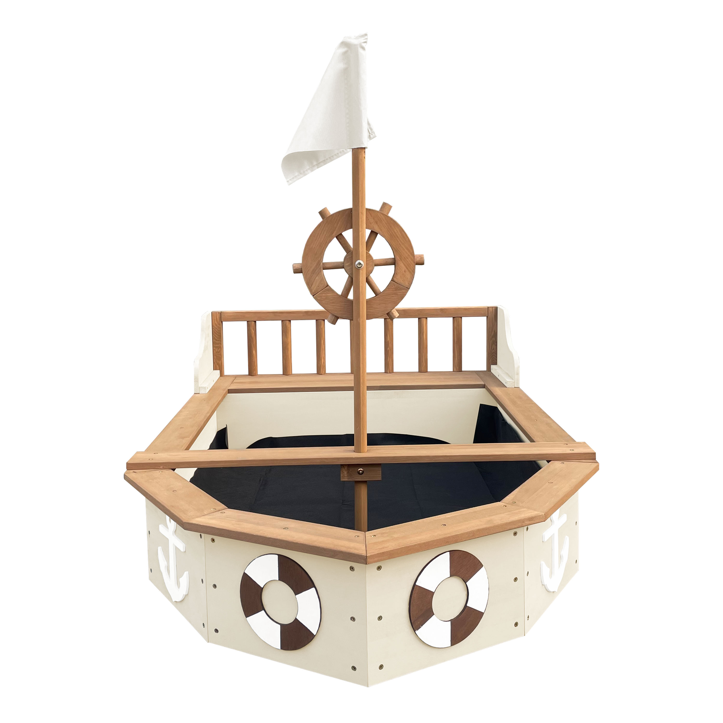 AXI Doris Boat Sandbox with storage bench - 153 x 90 x 100 cm - Beige