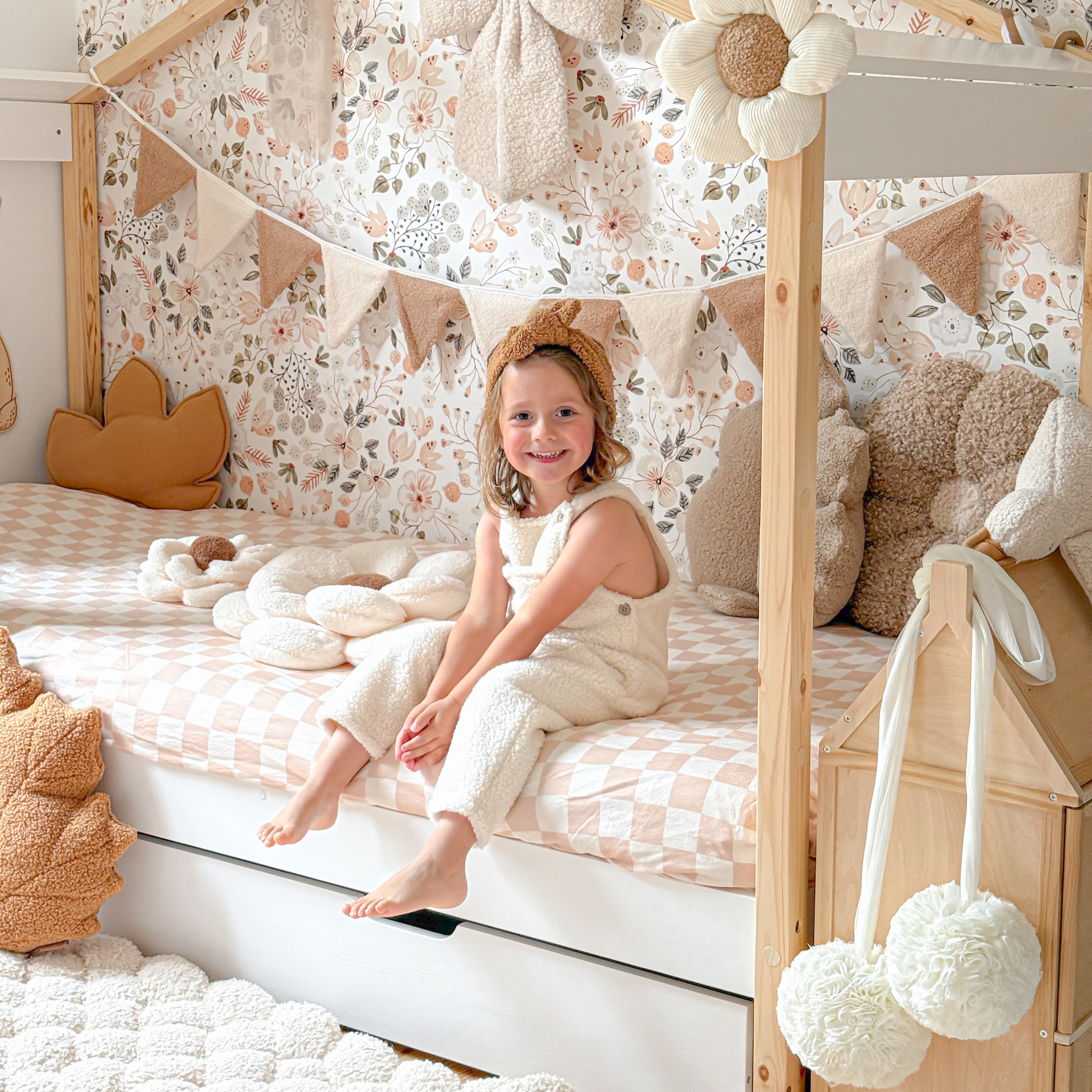 Sunny Beau House Bed with Storage Drawer Brown/White – Without Mattress