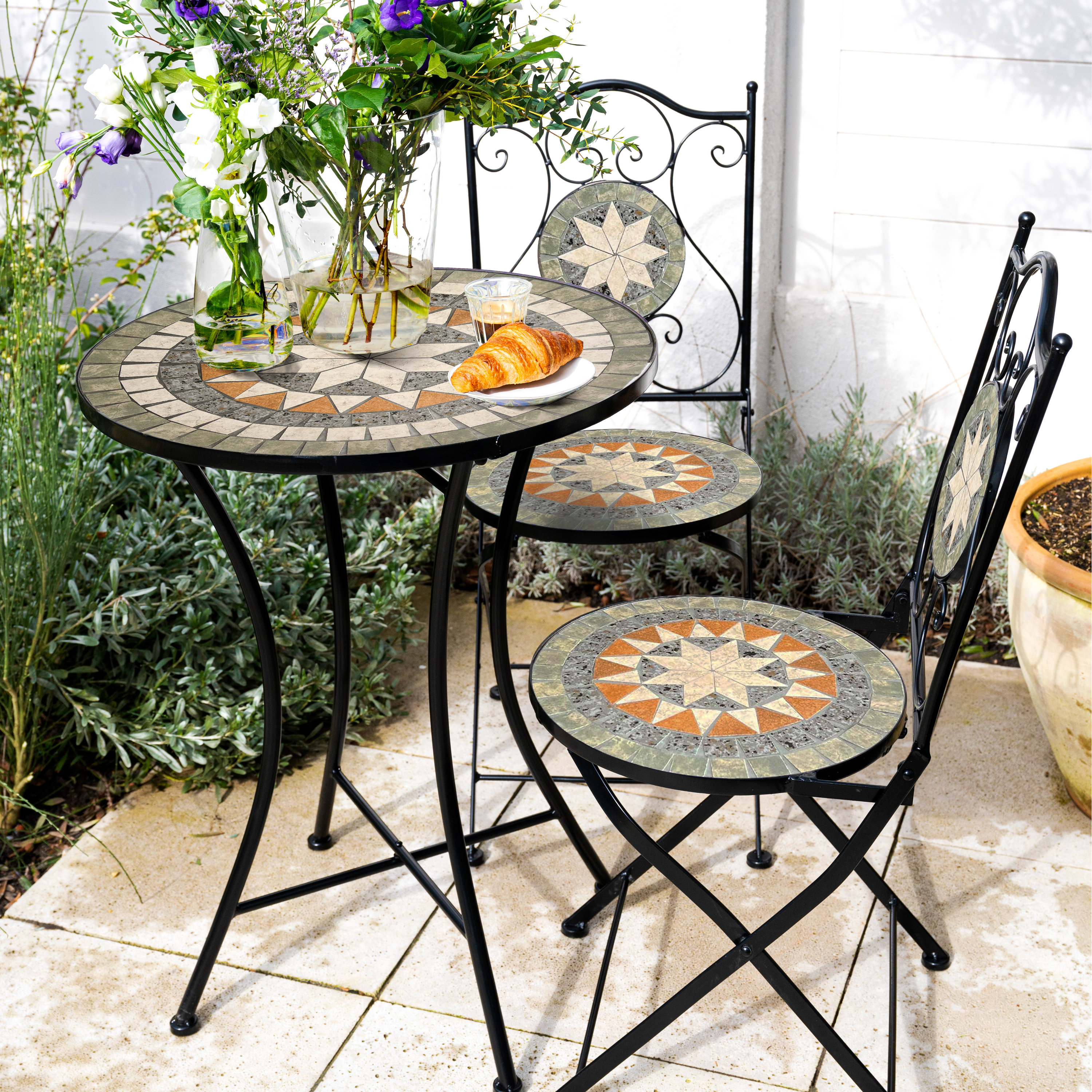 AXI Amélie Mosaik Bistro Set Star Grau/Braun