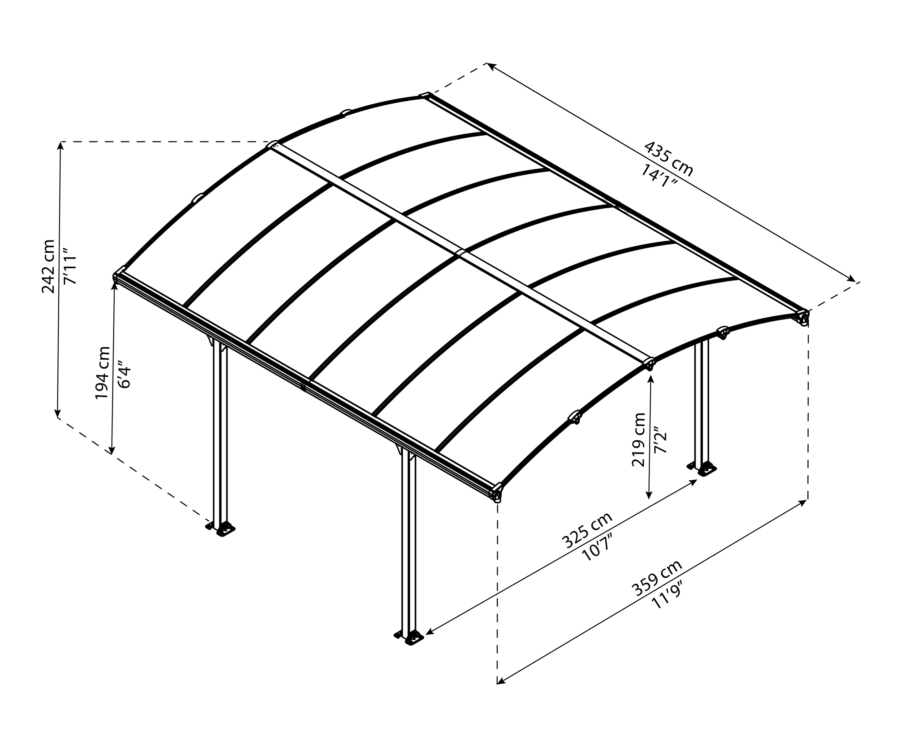 Canopia Tucson Gartenpavillon 435X360cm Dunkelgrau