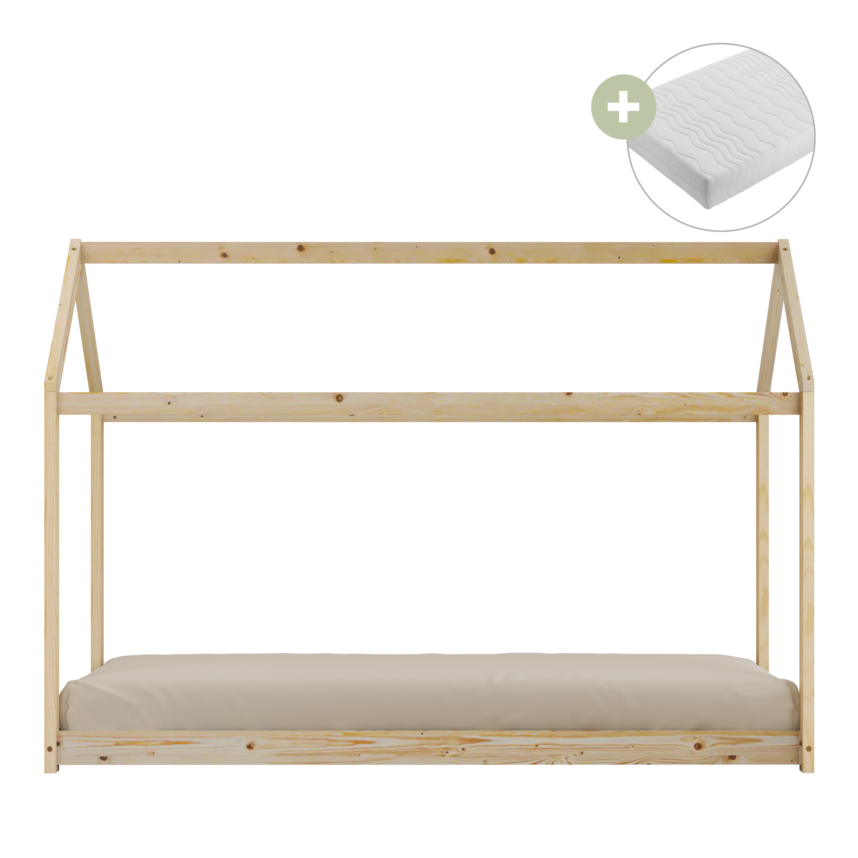Sunny Zoey House Bed Natural – With Mattress